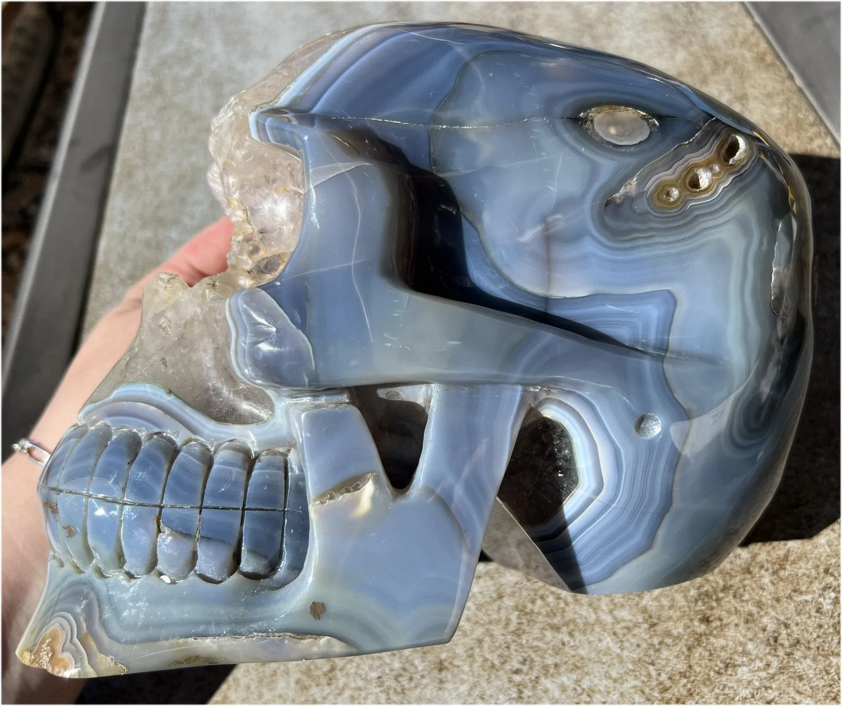 Huge AMETHYST GEODE Crystal Skull with Chlorite, Hematite, Dendritic inclusions, AMAZING Vugs - 20lbs 
