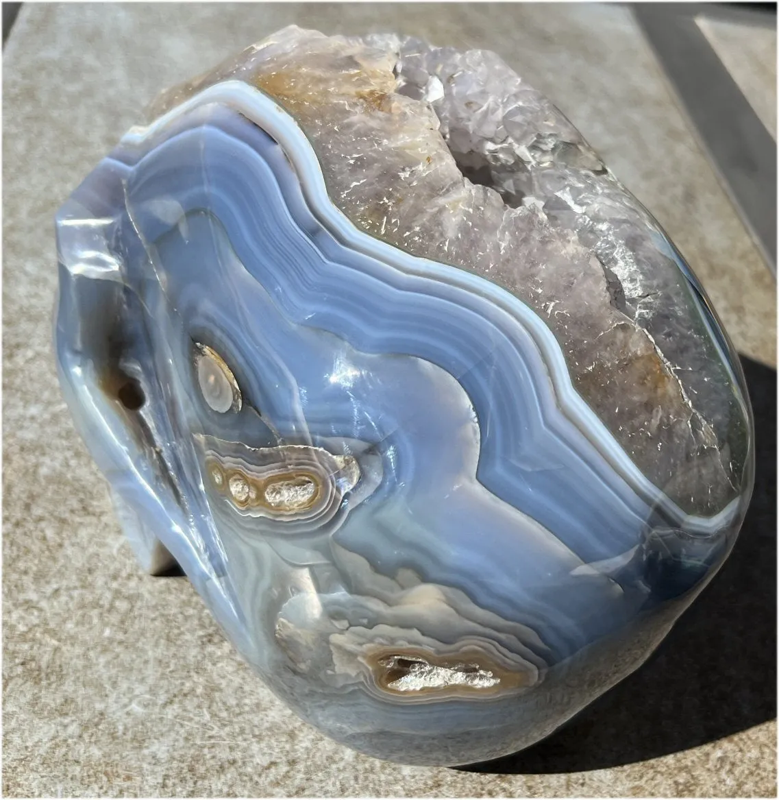 Huge AMETHYST GEODE Crystal Skull with Chlorite, Hematite, Dendritic inclusions, AMAZING Vugs - 20lbs 
