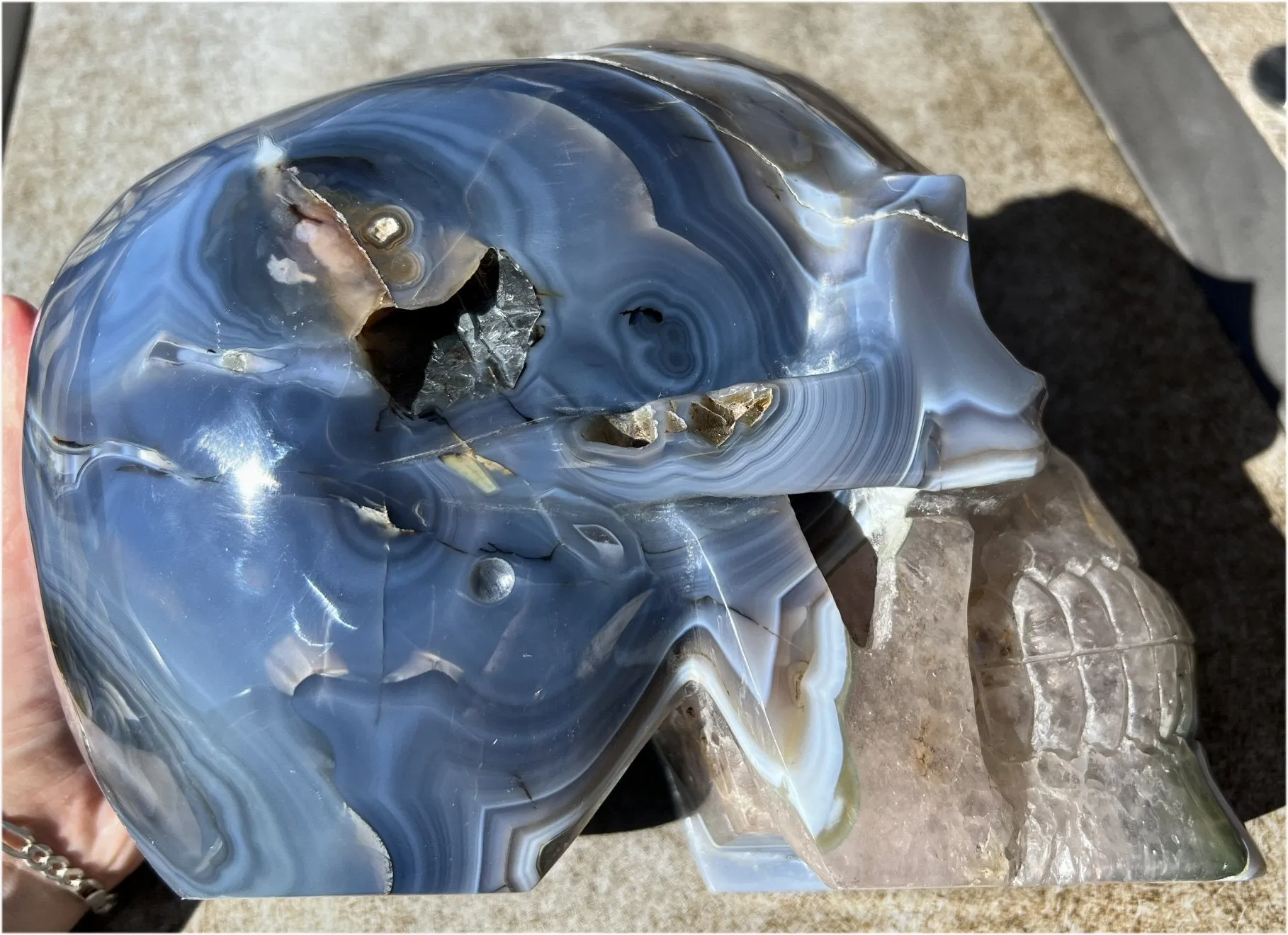 Huge AMETHYST GEODE Crystal Skull with Chlorite, Hematite, Dendritic inclusions, AMAZING Vugs - 20lbs 