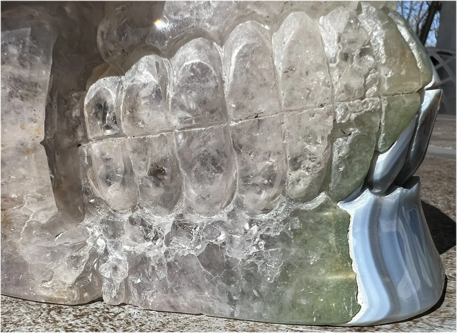 Huge AMETHYST GEODE Crystal Skull with Chlorite, Hematite, Dendritic inclusions, AMAZING Vugs - 20lbs 