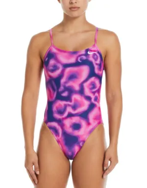 Hydrastrong Digital Haze Cutout Swimsuit - Fierce Pink