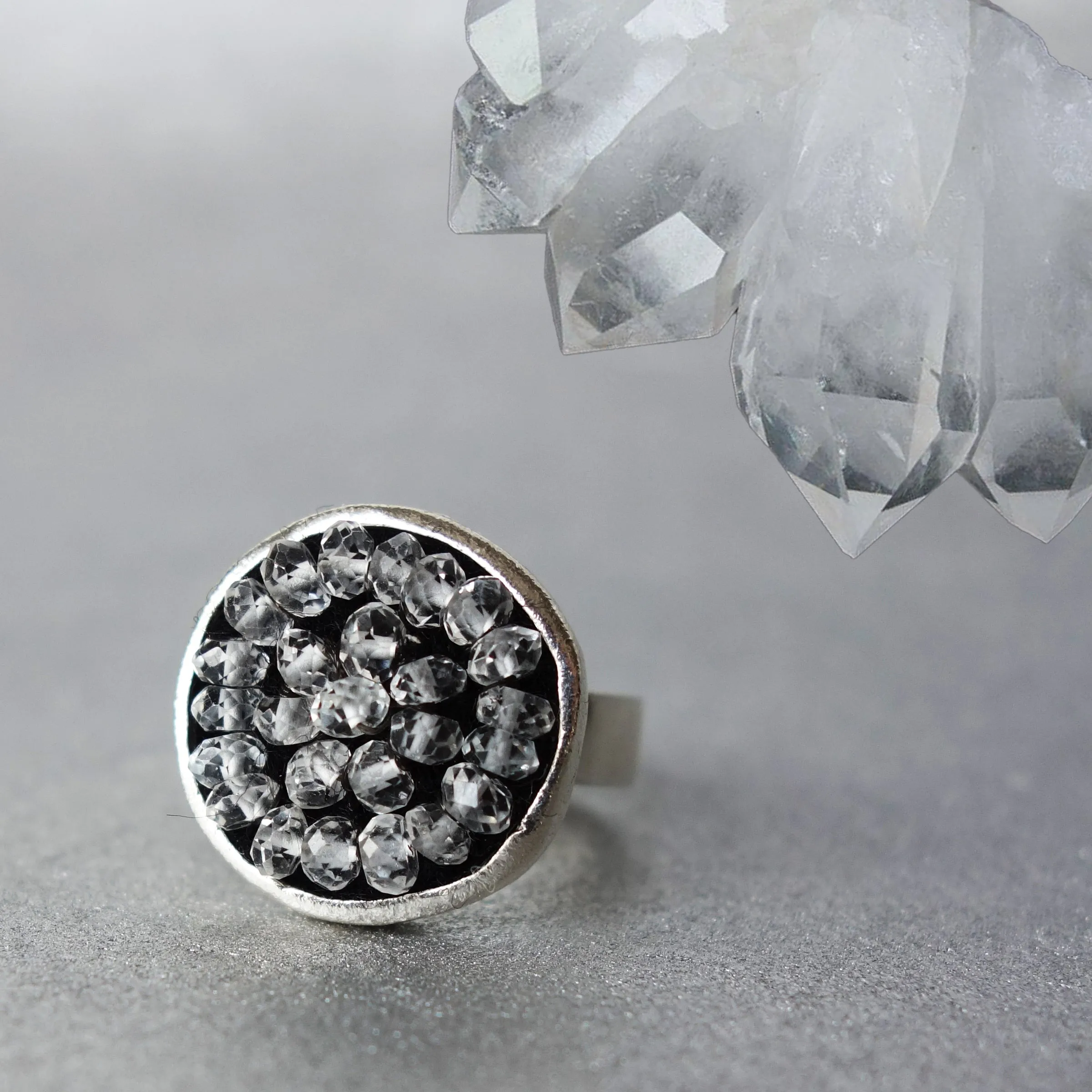 Iconic Clear Quartz mosaic ring
