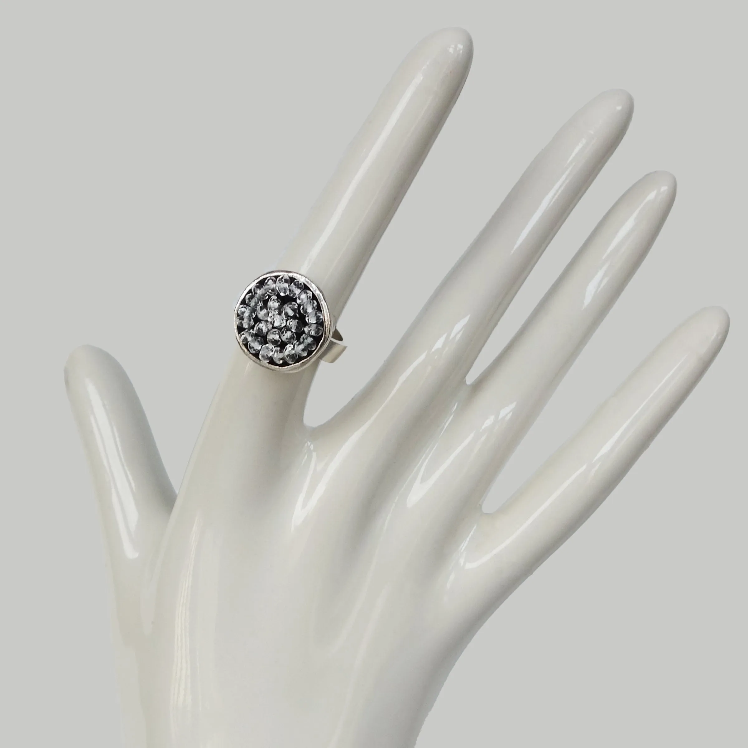 Iconic Clear Quartz mosaic ring