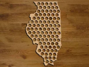 Illinois State Beer Cap Map, Beer Cap Holder Father's Day Gift for Him Handmade