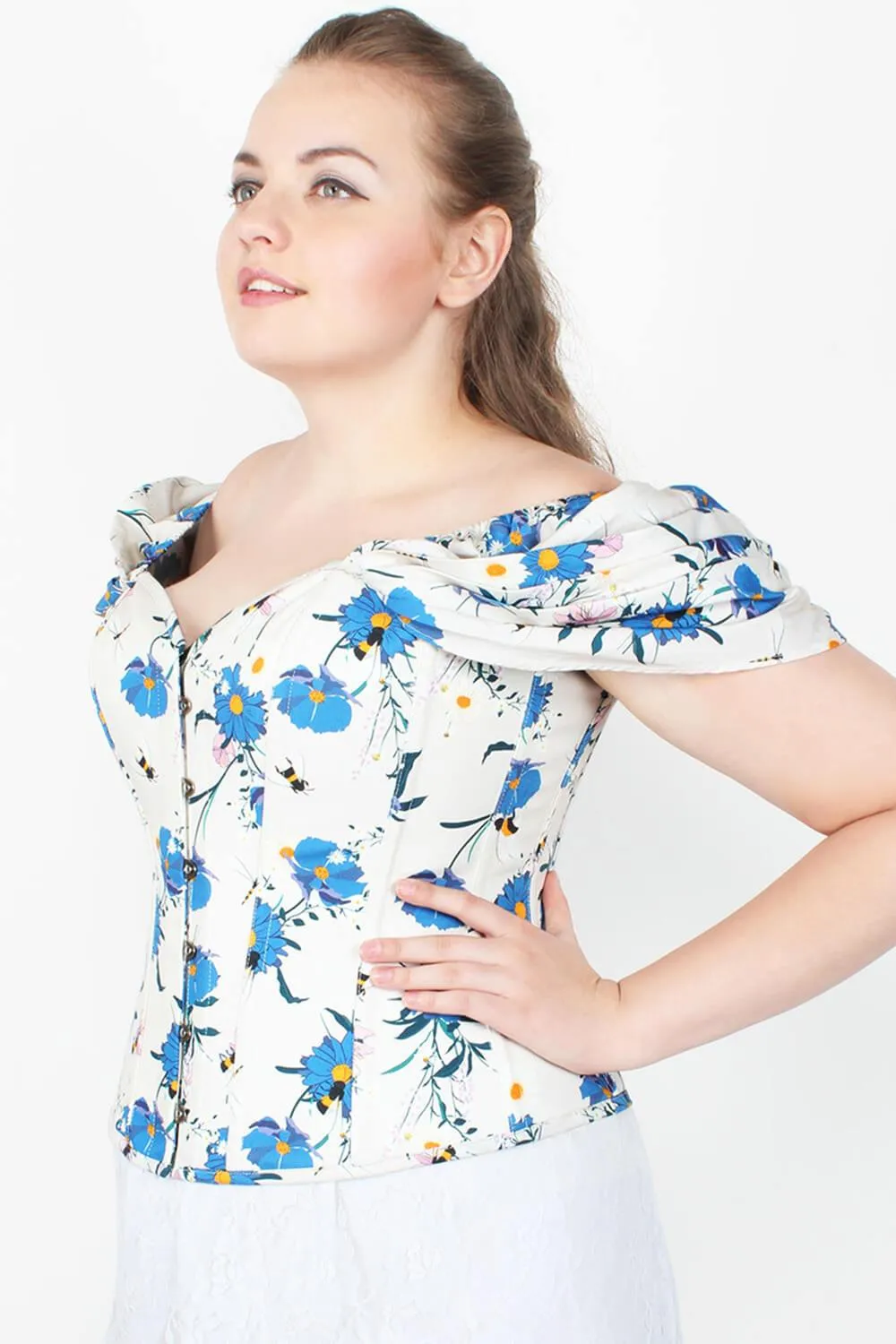 Inayah Steel Boned Bee Print Overbust Corset