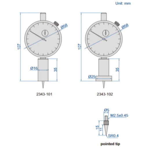 Insize Dial Depth Gauge 0-10mm x 0.01mm Range Series 2343-101