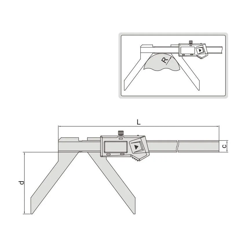 Insize Digital Arc Radius Caliper 5-200mm/0.2-8" Range Series 1189-200B
