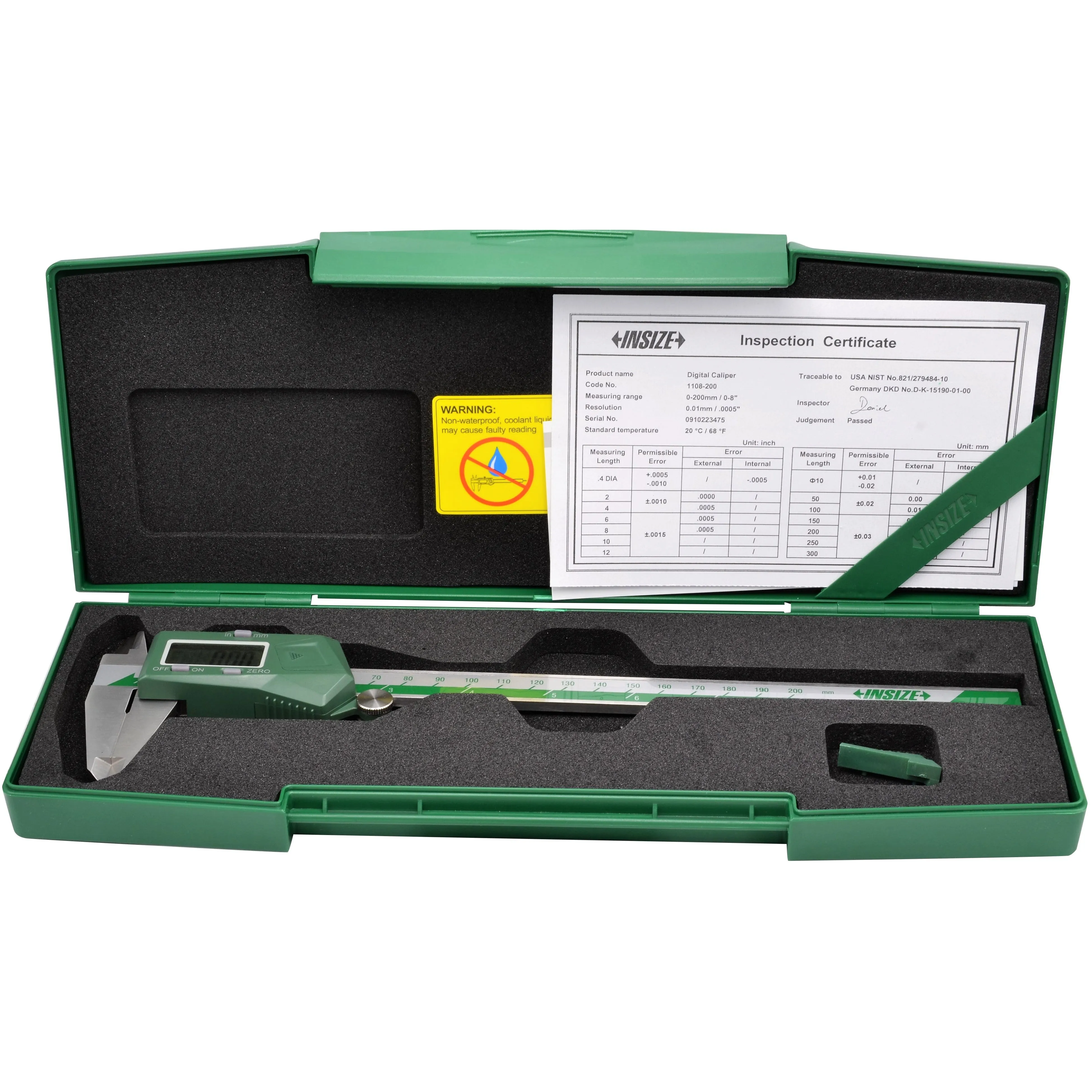 Insize Digital Caliper  0- 200mm / 0-8" Range Series 1108-200
