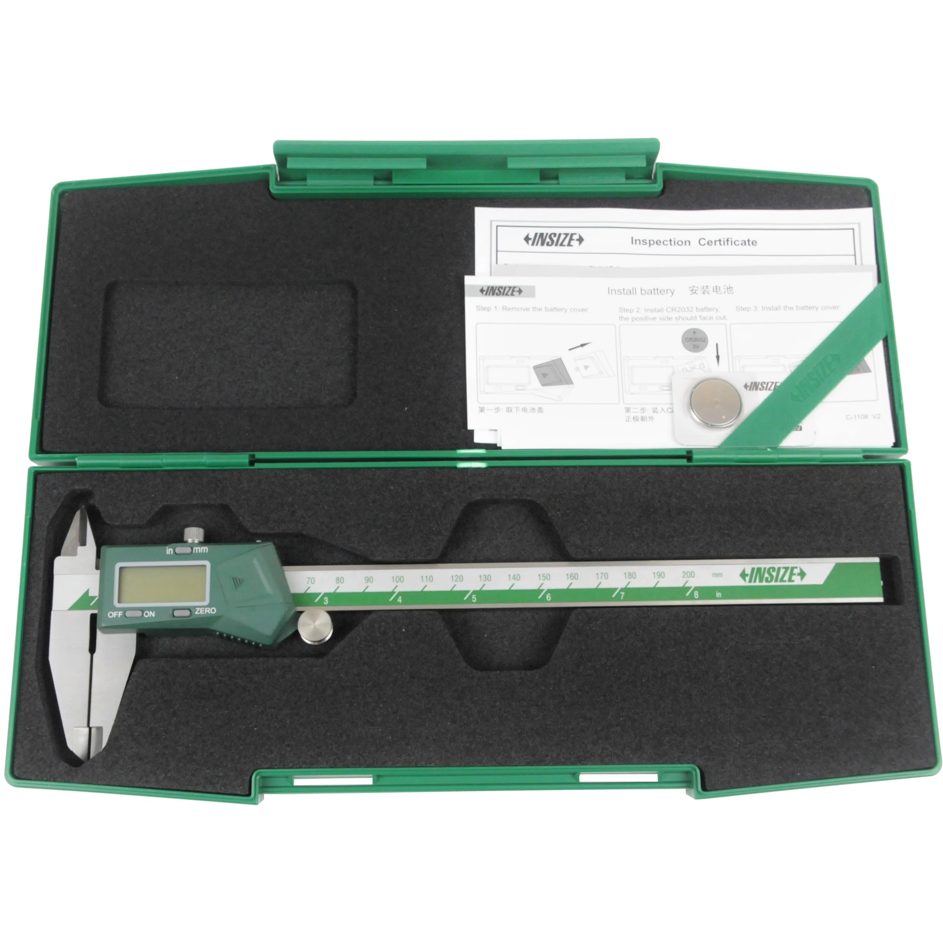 Insize Digital Caliper  0- 200mm / 0-8" Range Series 1108-200