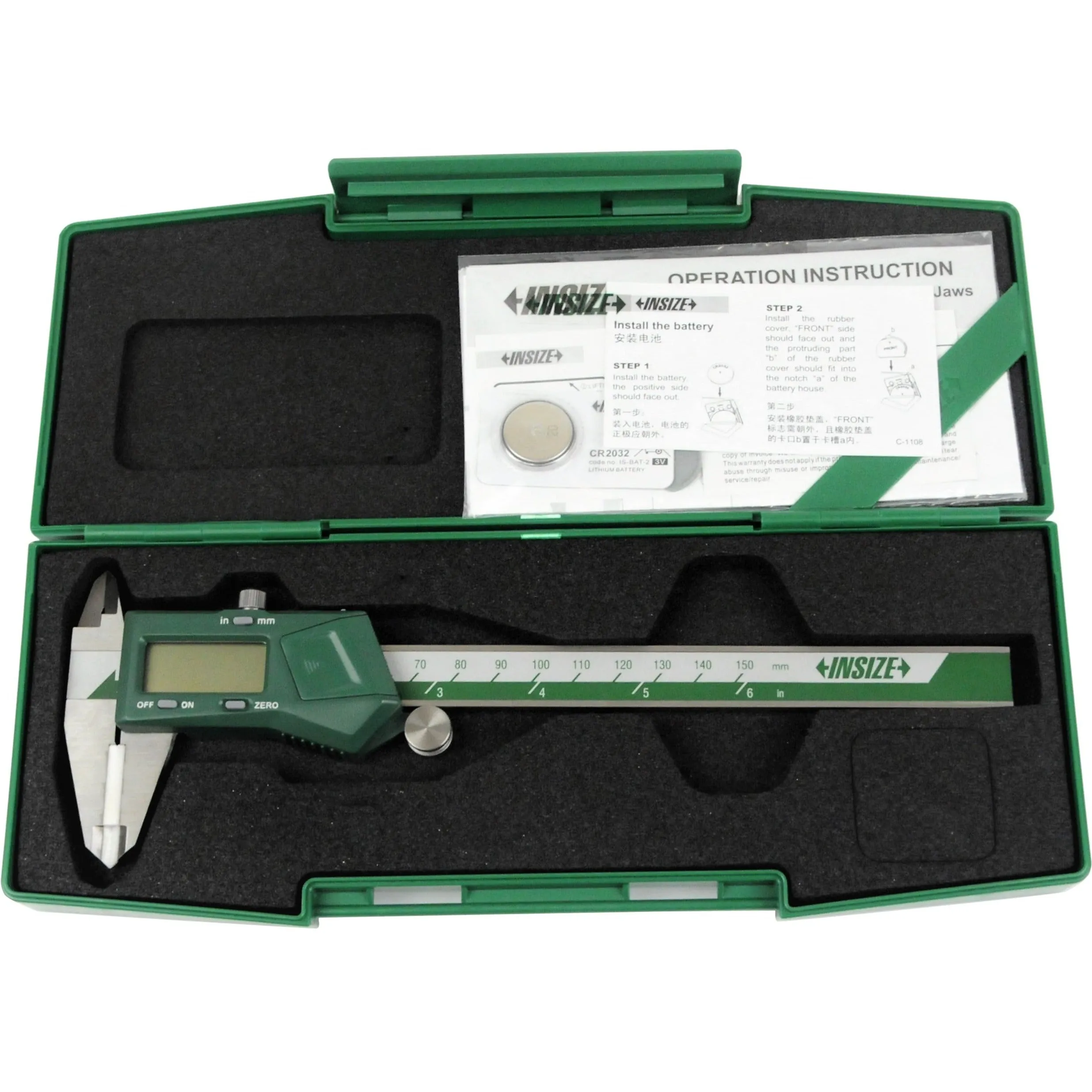 Insize Digital Caliper With Ceramic Tipped Jaws Range Series 1193-150