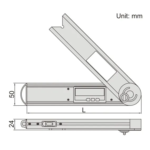 Insize Digital Protractor 250mm 0-360° Range Series 2171-250