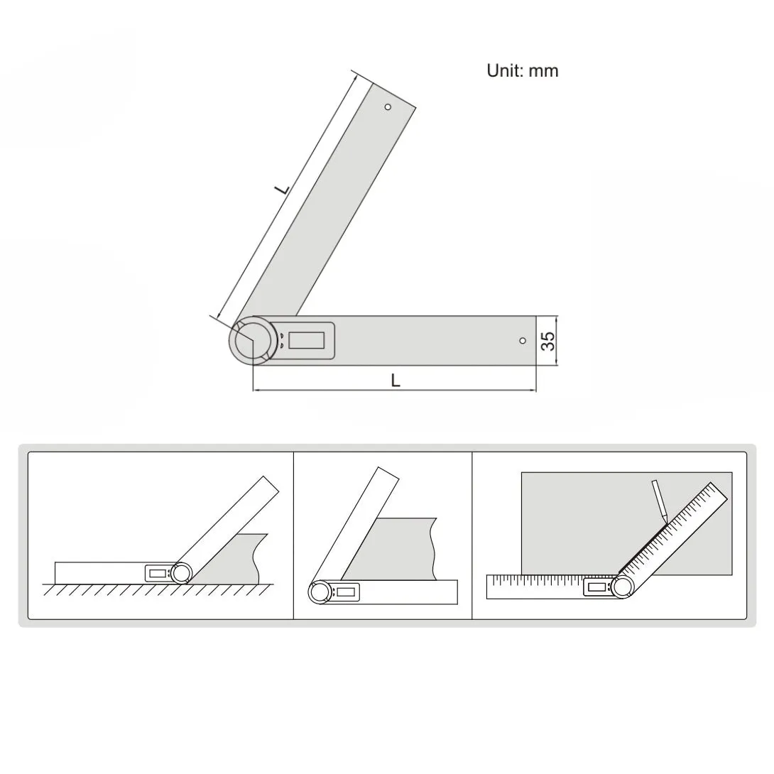 Insize Digital Protractor 300mm 0-360° Range Series 2176-300