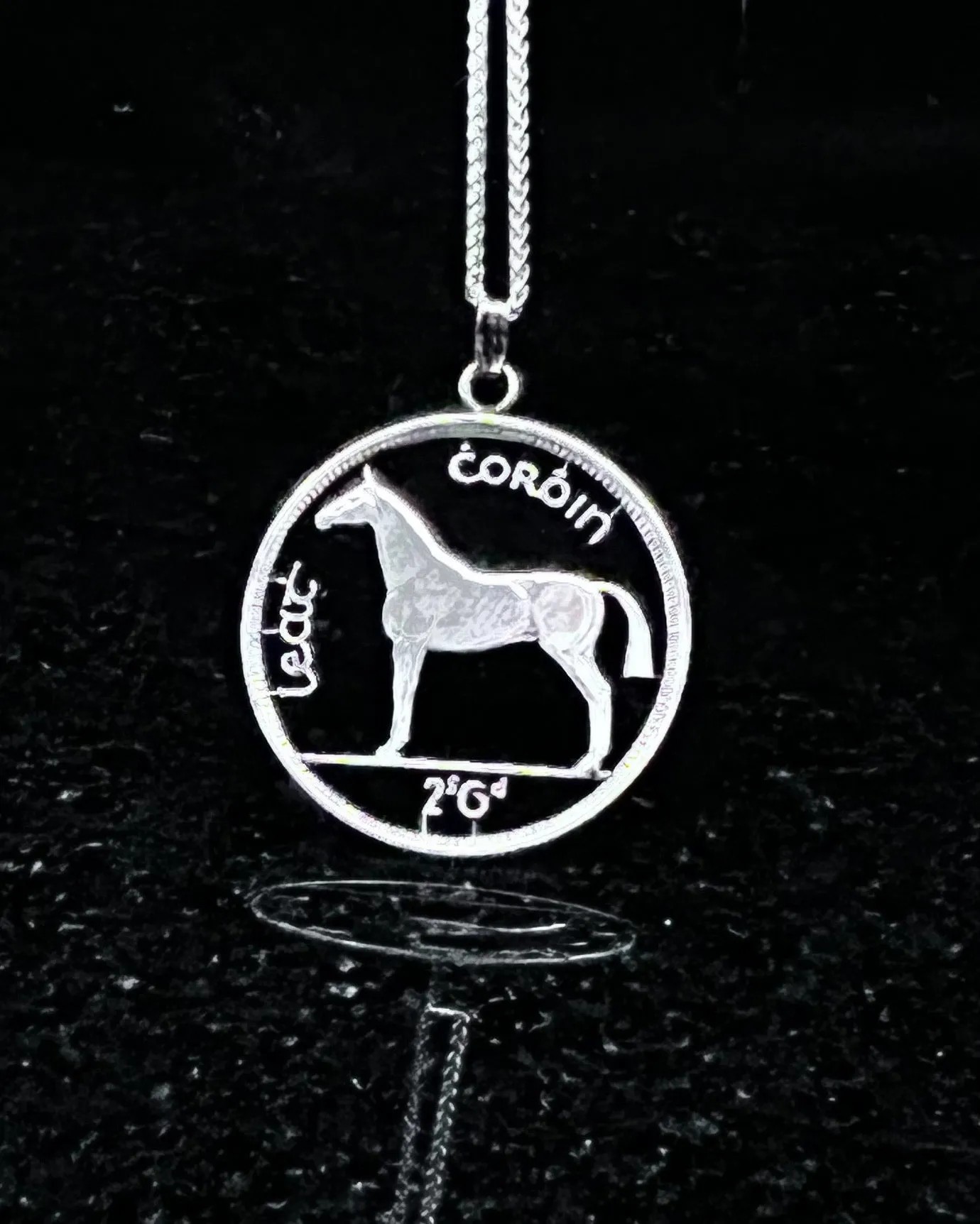 Ireland - Silver Hunter Horse Cut Coin Pendant