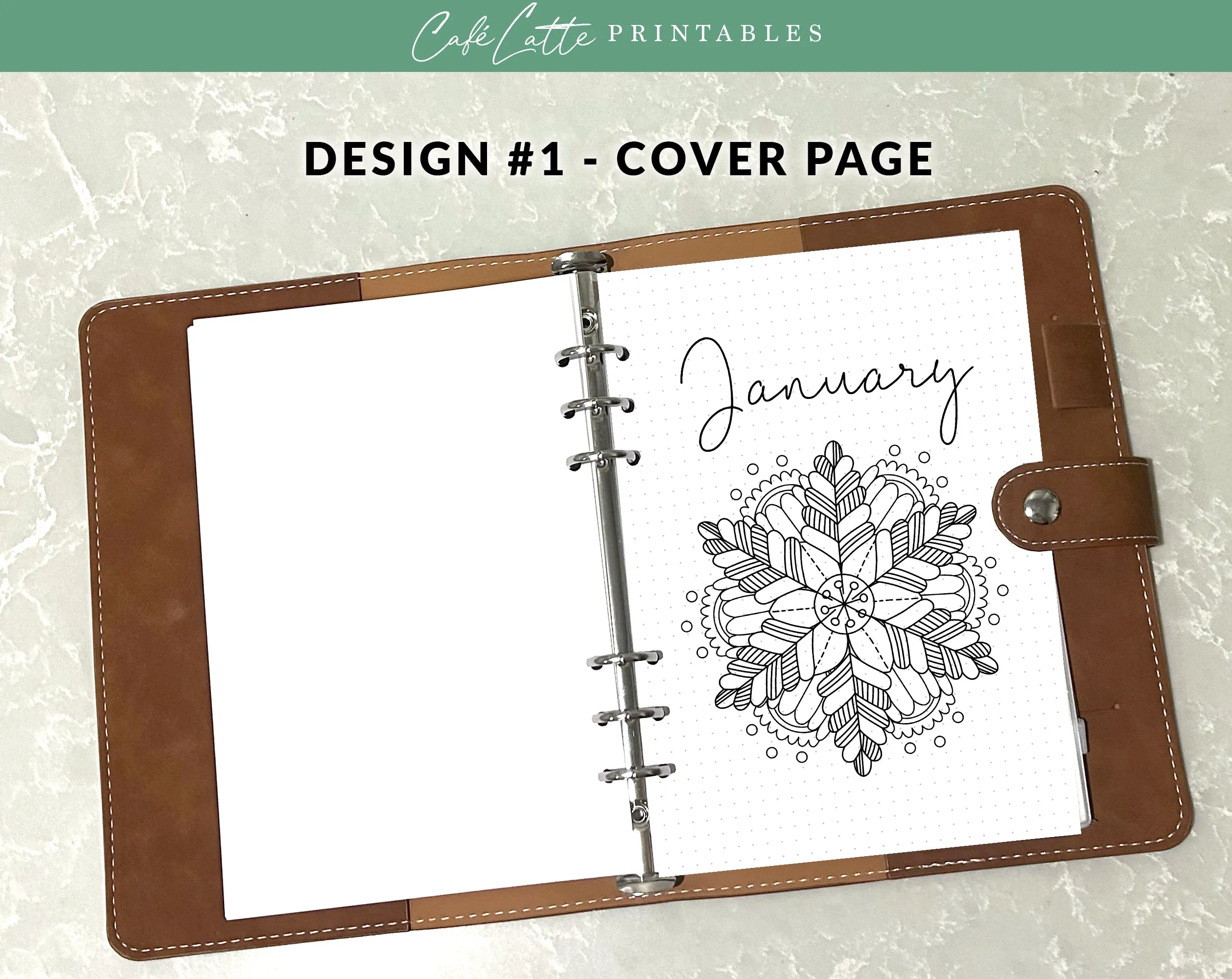 January Journal Cover Calendar and Notes Pages Set