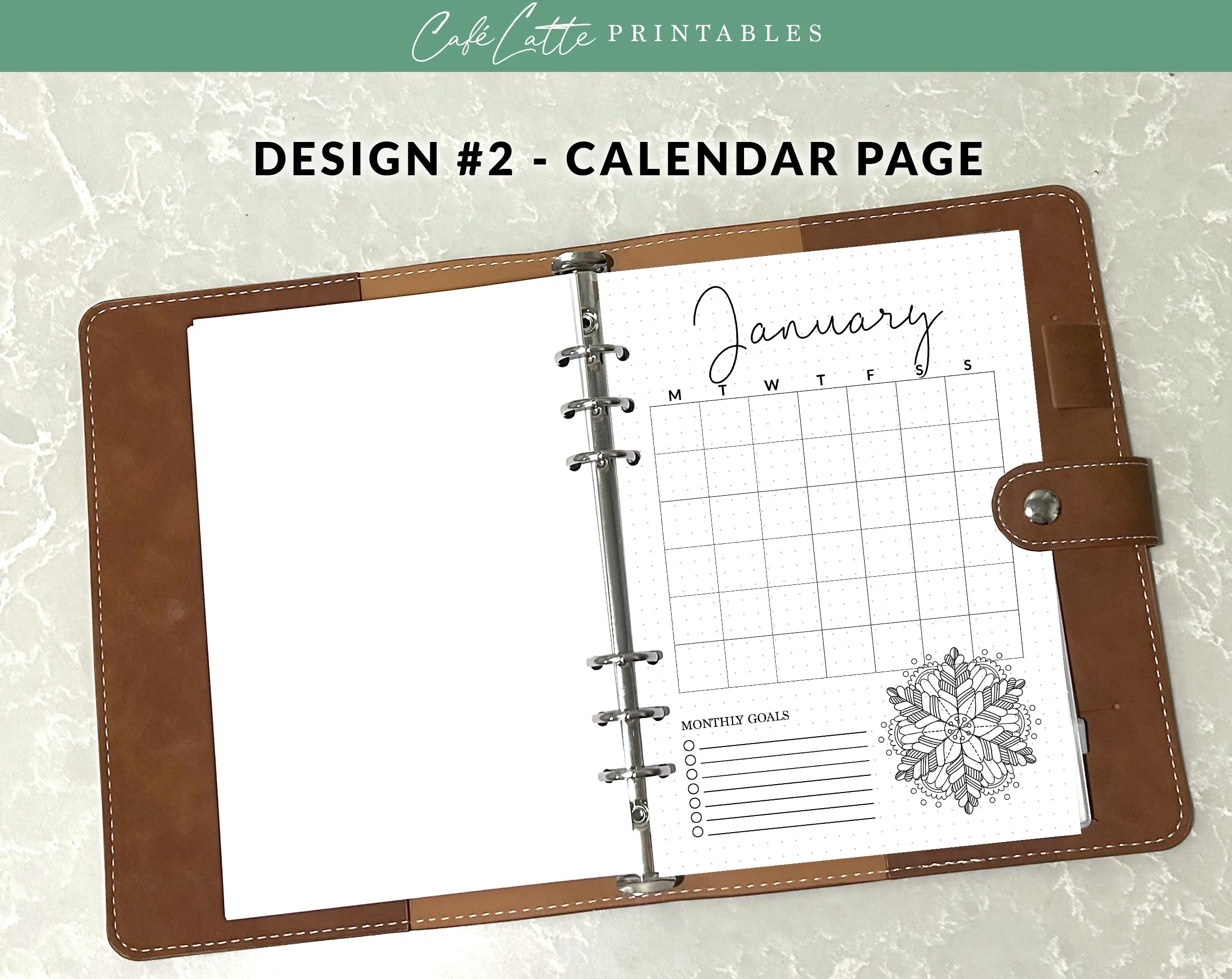 January Journal Cover Calendar and Notes Pages Set