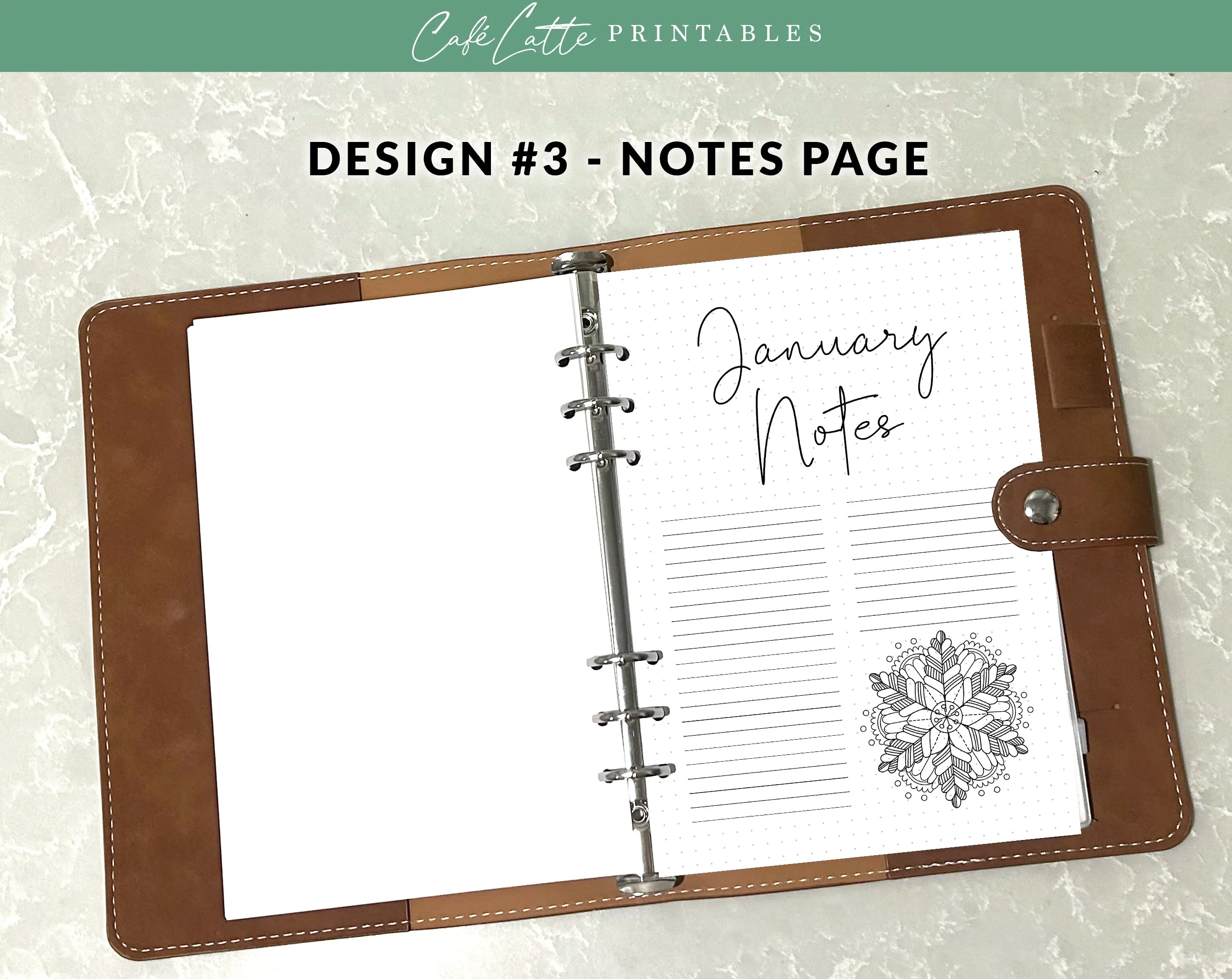 January Journal Cover Calendar and Notes Pages Set