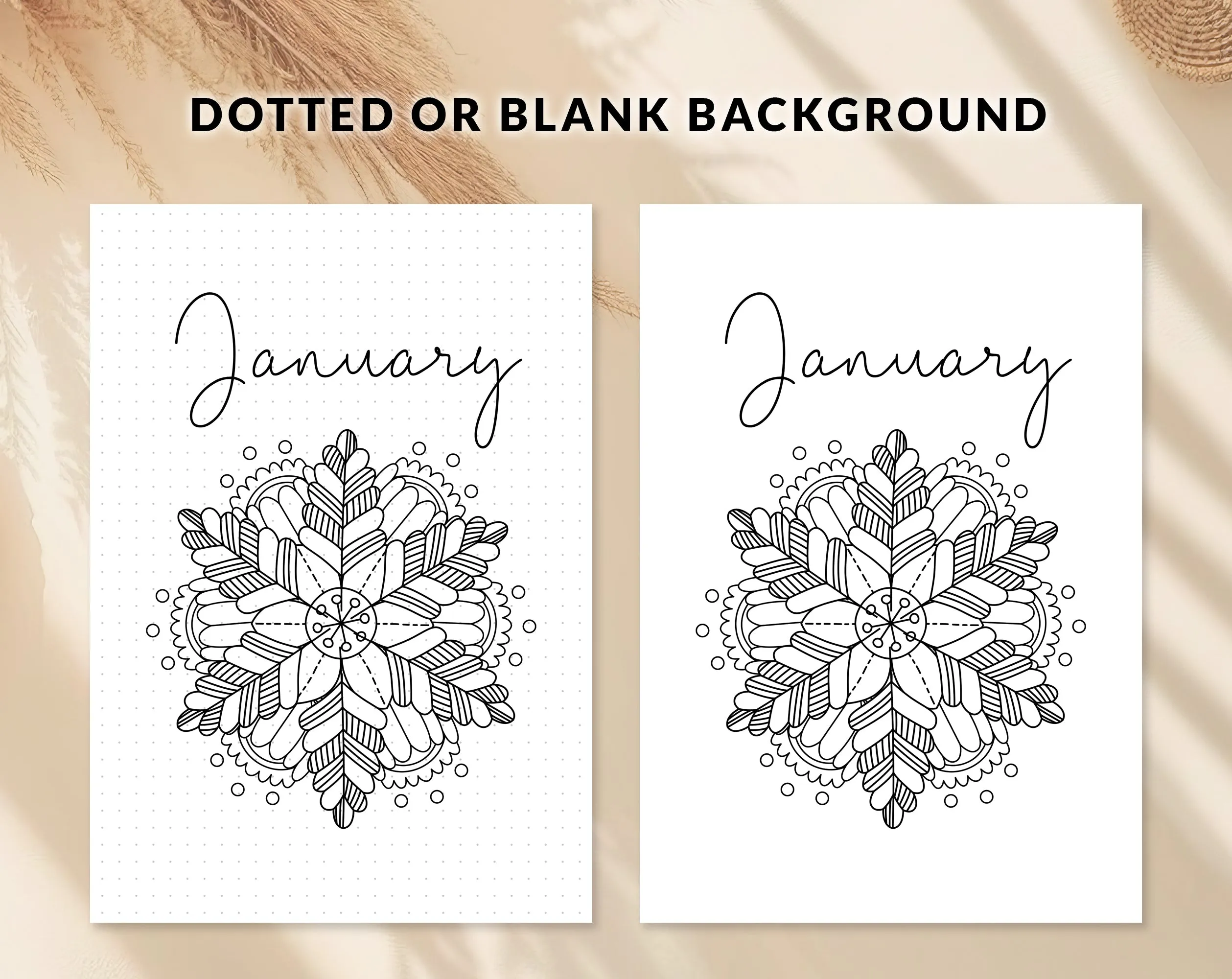 January Journal Cover Calendar and Notes Pages Set