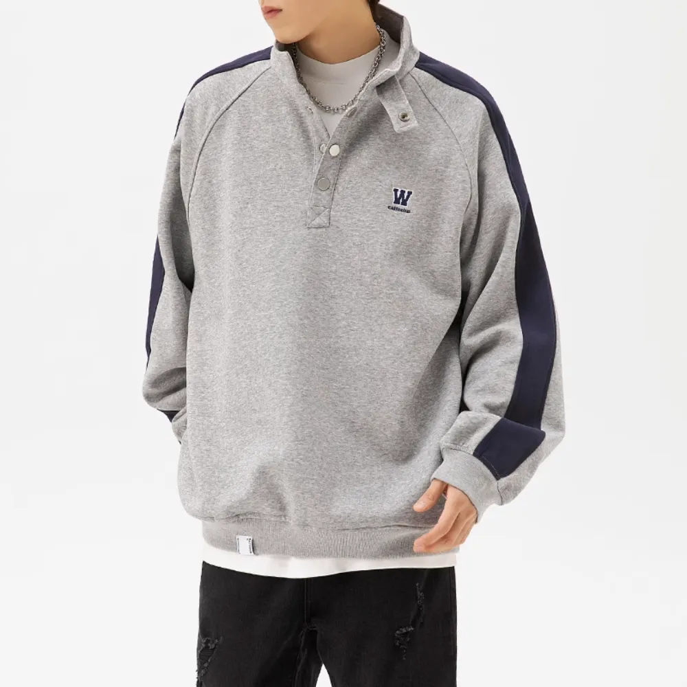 Japanese Urban W letter Polo sweatshirt