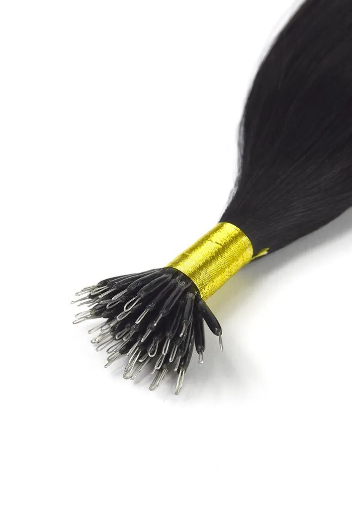 Jet Black (#1) Nano Ring Hair Extensions