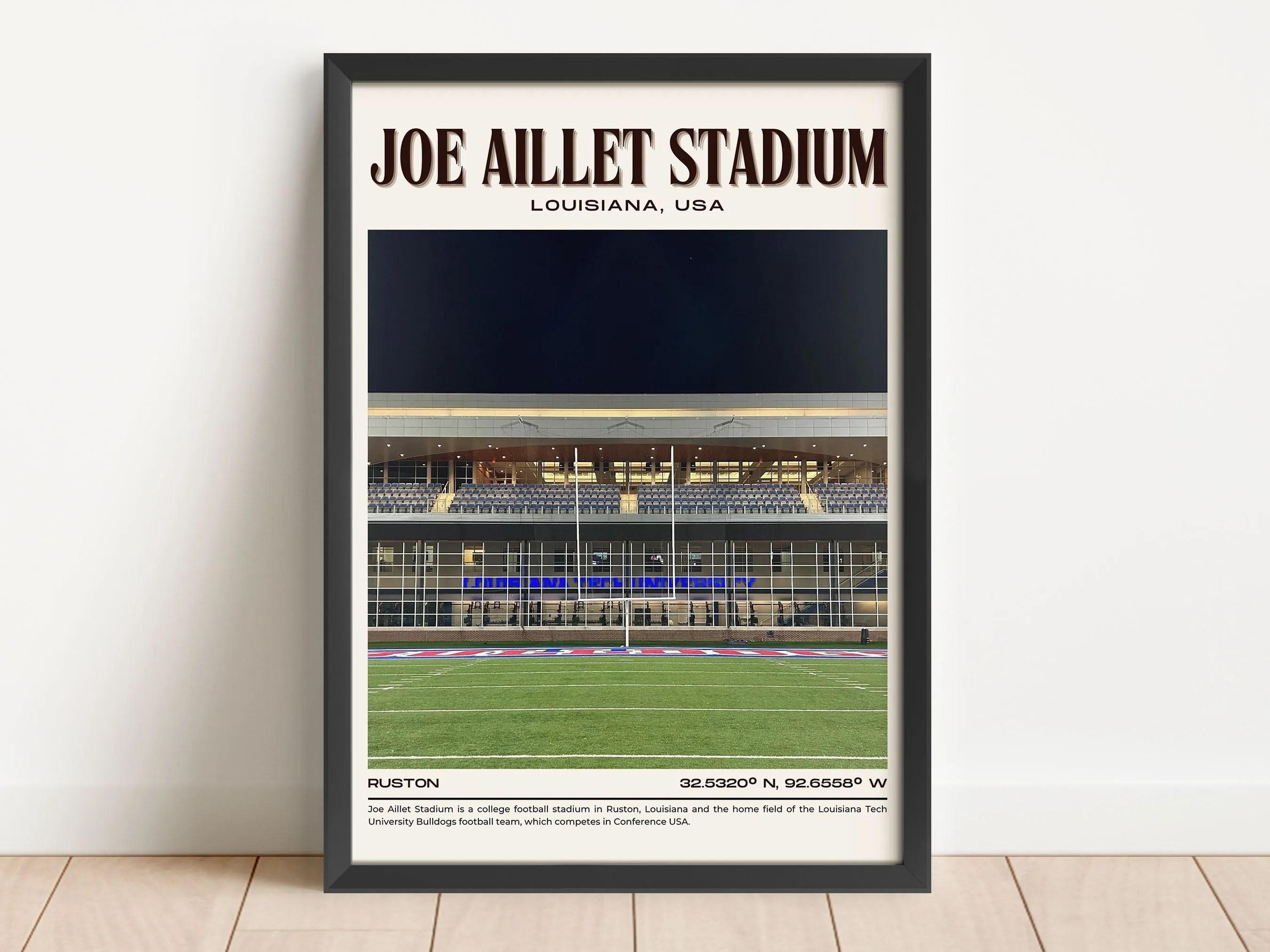 Joe Aillet Stadium Football Retro Wall Art