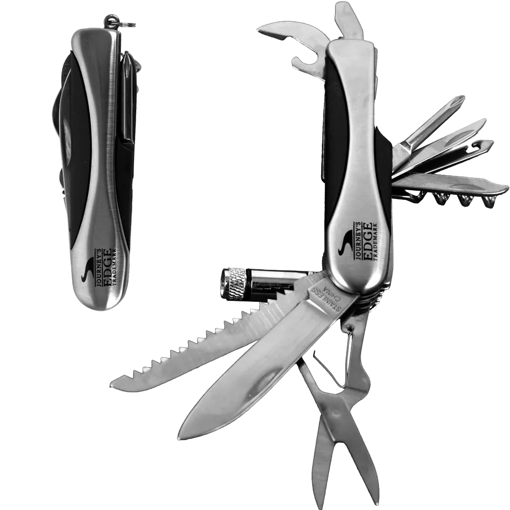 Journey's Edge Swiss Everything 13 Function Pocket Tool With Led Flashlight Multi Knife
