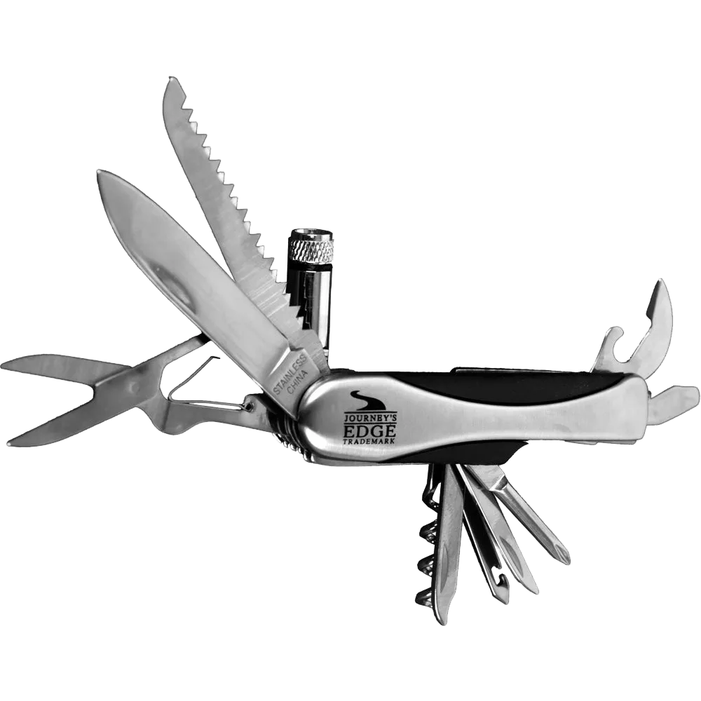 Journey's Edge Swiss Everything 13 Function Pocket Tool With Led Flashlight Multi Knife
