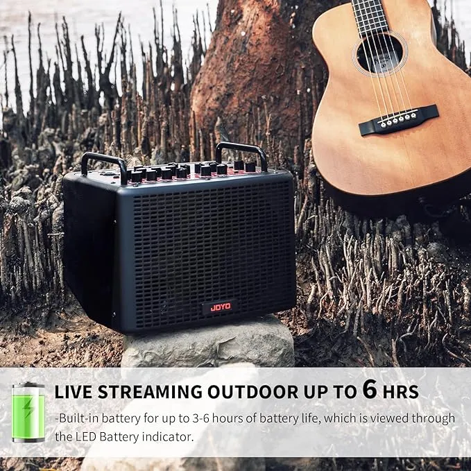 JOYO 40 Watt Acoustic Combo Amplifier Rechargeable Guitar & Vocal Two Channels Guitar Amp with Drum Machine Reverb Chorus Delay Effects and Bluetooth XLR & Aux-in (BSK-40)