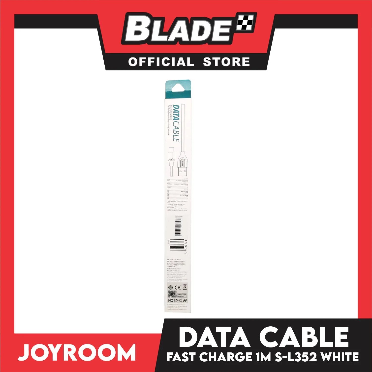 Joyroom Data Cable USB Fast Charge 100cm Type-C S-L352 (White) for Android- Samsung, Huawei, Xiaomi, Oppo, Also compatible to other Various Digital Devices