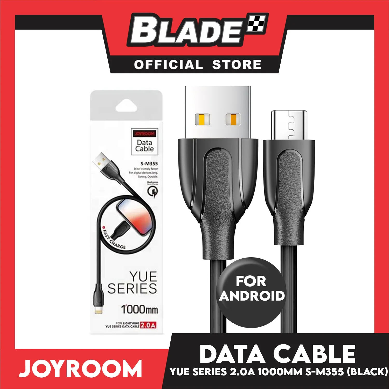 Joyroom Data Cable Yue Series USB S-M355 2.0A 1000mm Micro (Black) for Android- Samsung, Huawei, Xiaomi, Oppo, Also Compatible to other Various Digital Devices