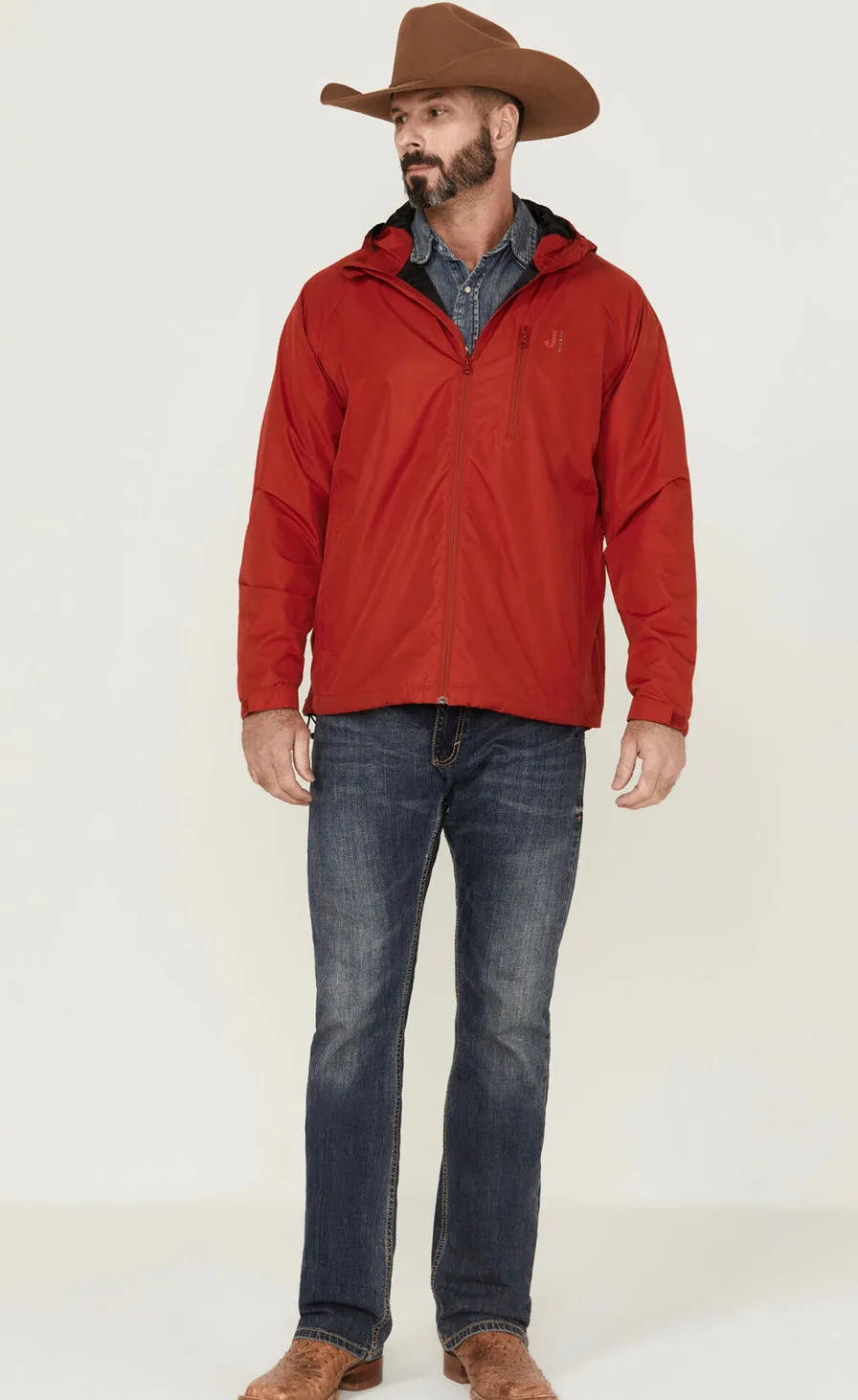 Justin Men's Solid Zip Up Rain Jacket