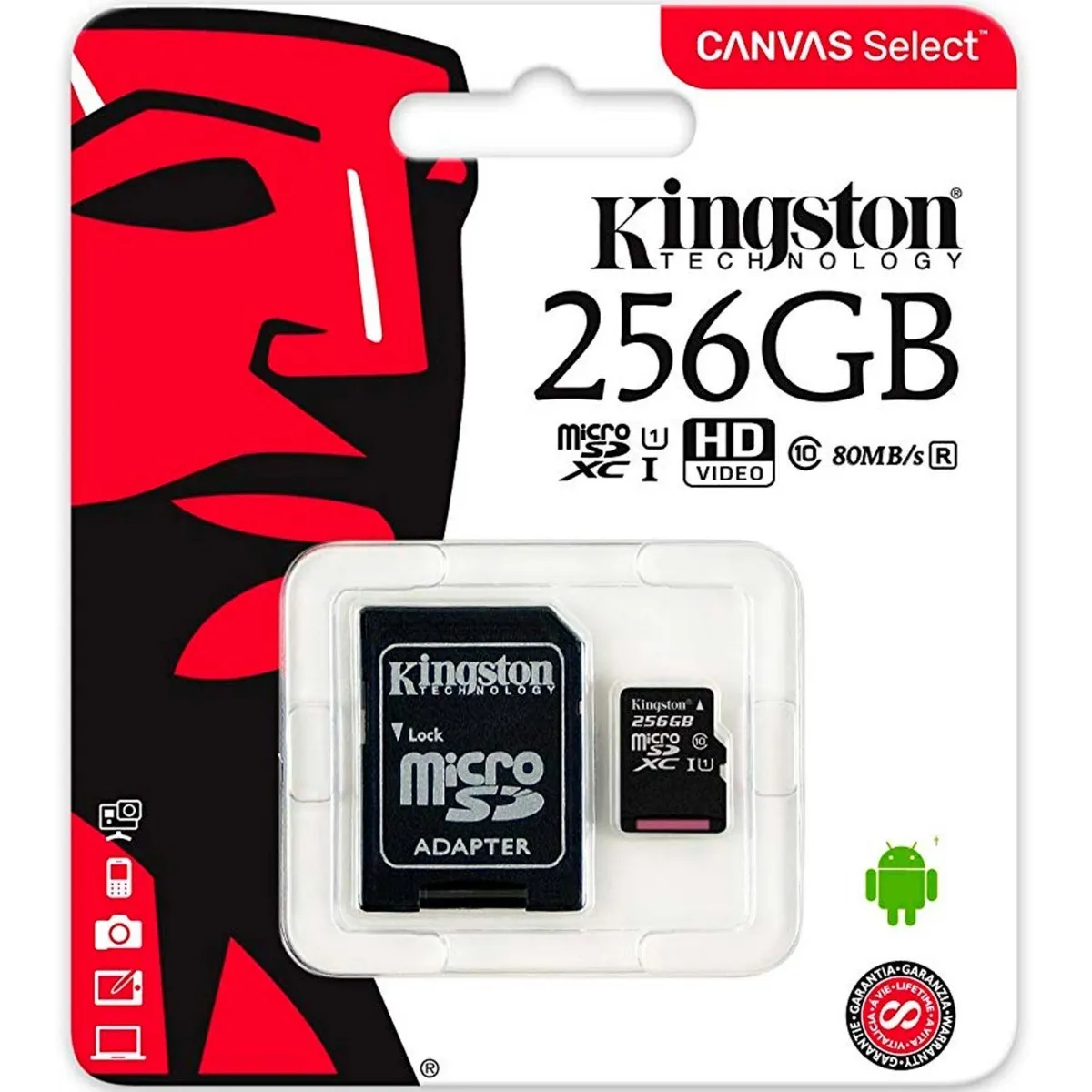 K Ingston Sdcs/256 Gb Memoria Micro Sdhc Sdxc 80 R Uhs I Clase 10 256 Gb