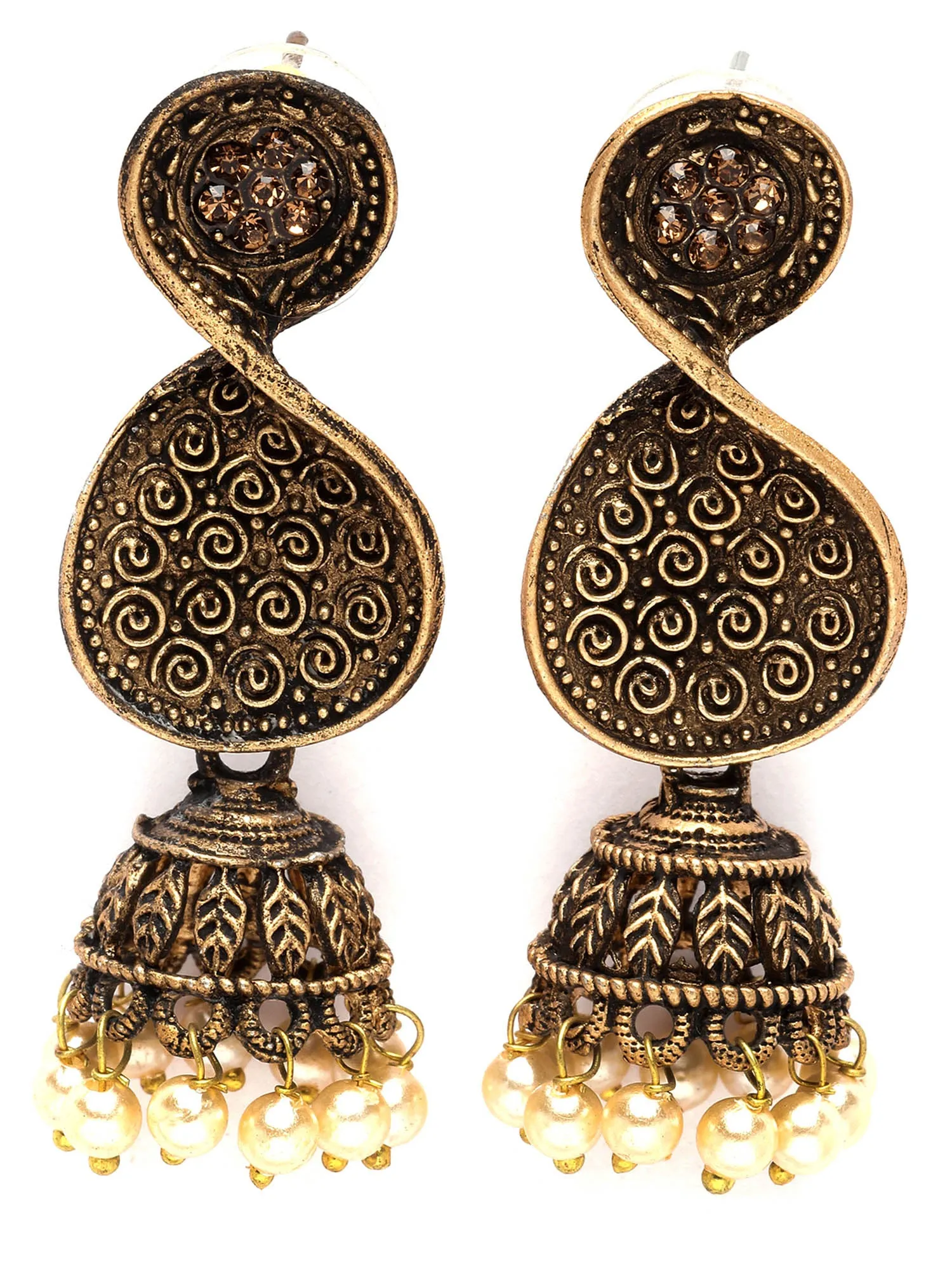 Karatcart Antique Gold Plated Dangler Earrings for Women