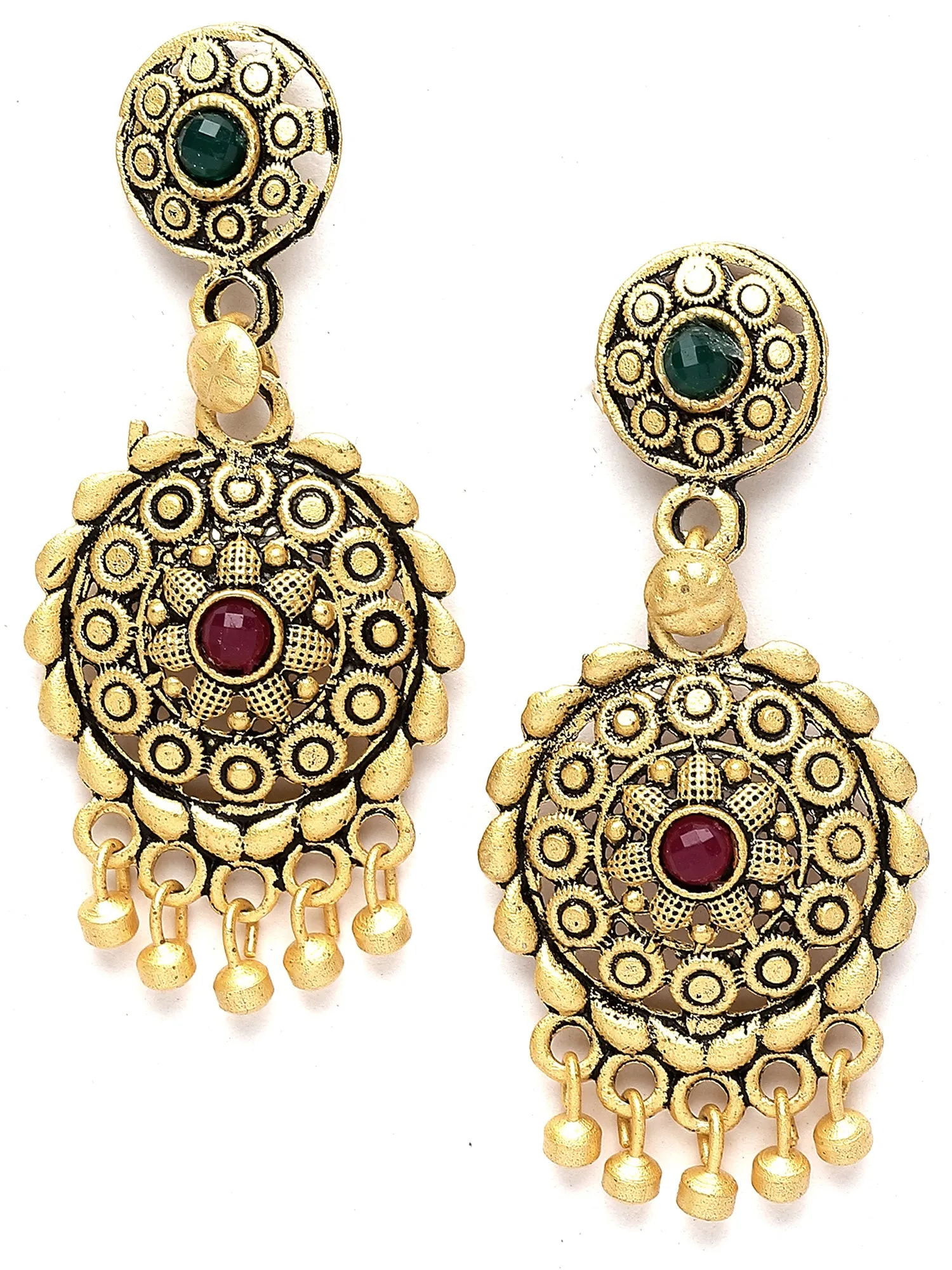 Karatcart Antique Gold Plated Round Floral Design Long Necklace Set for Women