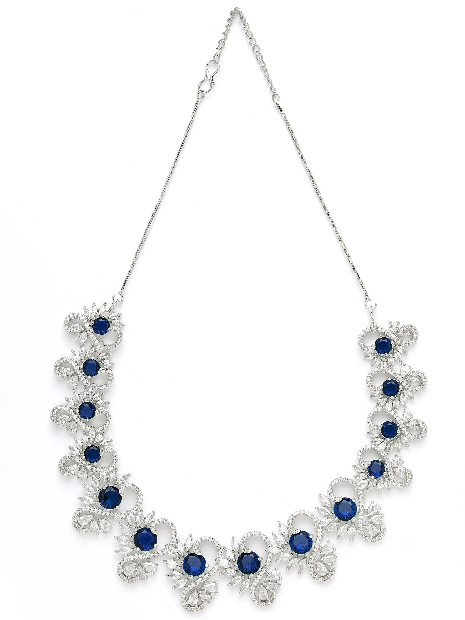 Karatcart Blue Cubic Zirconia Stone Studded Jewellery Set for Women