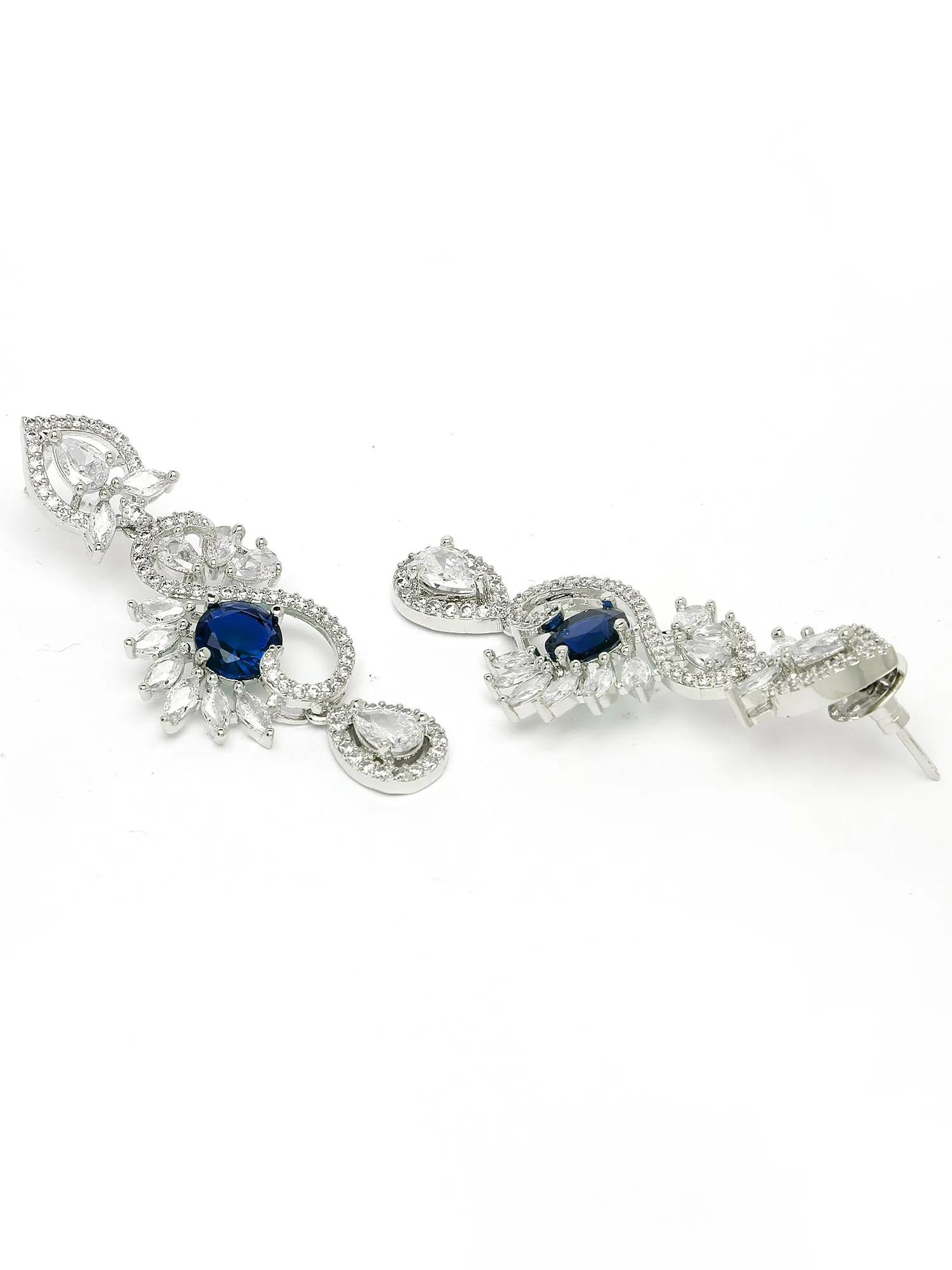 Karatcart Blue Cubic Zirconia Stone Studded Jewellery Set for Women