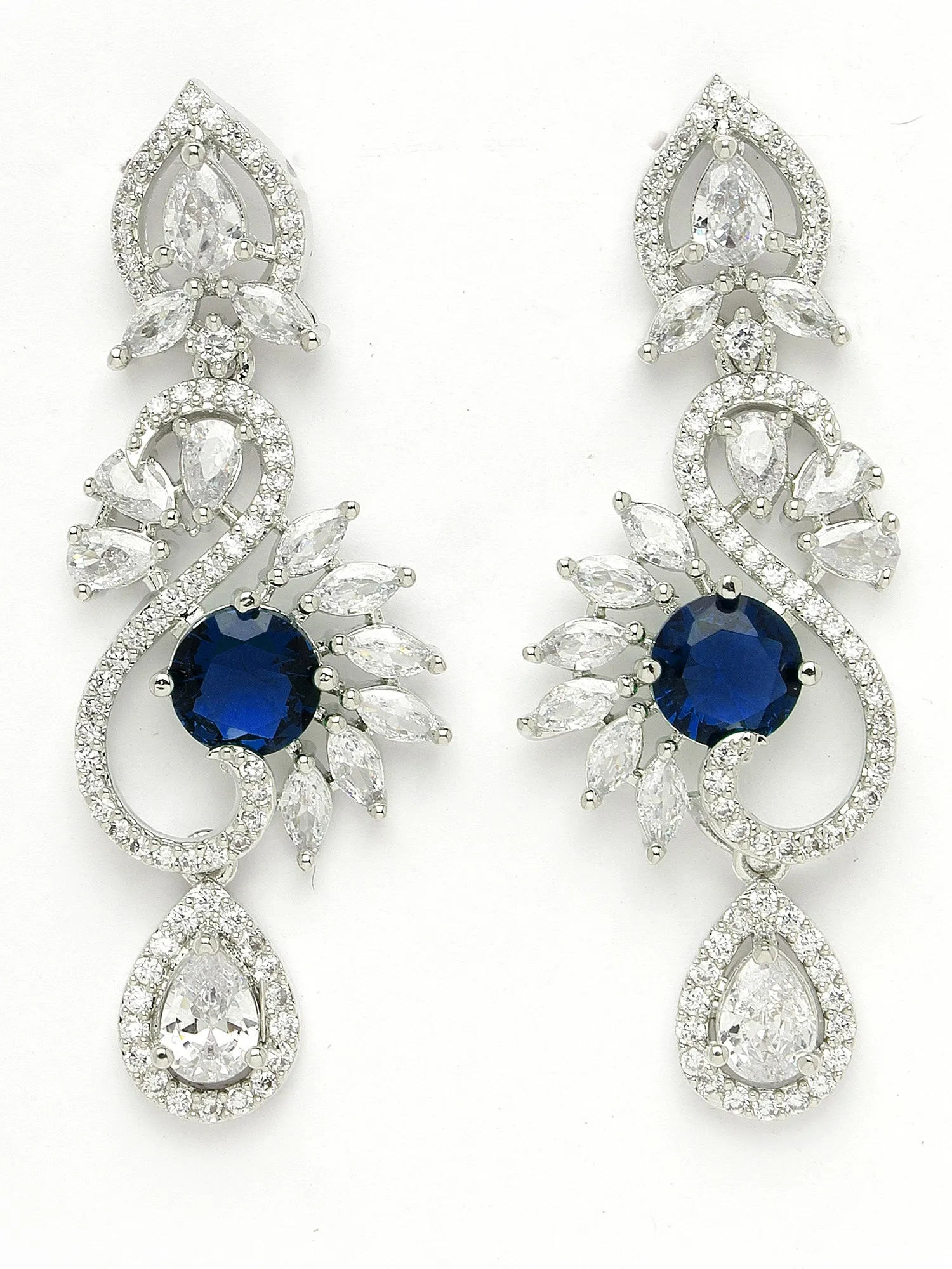 Karatcart Blue Cubic Zirconia Stone Studded Jewellery Set for Women