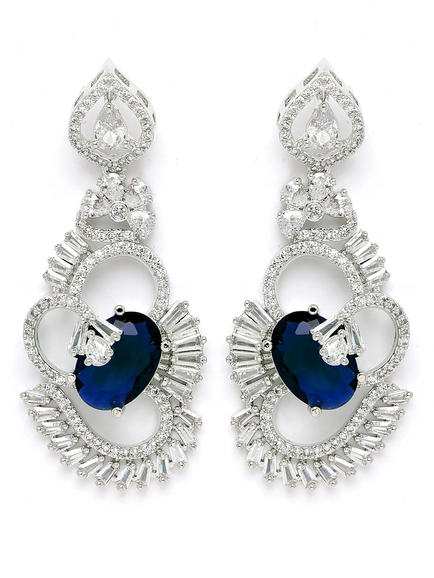 Karatcart Blue Cubic Zirconia Stone Studded Jewellery Set for Women
