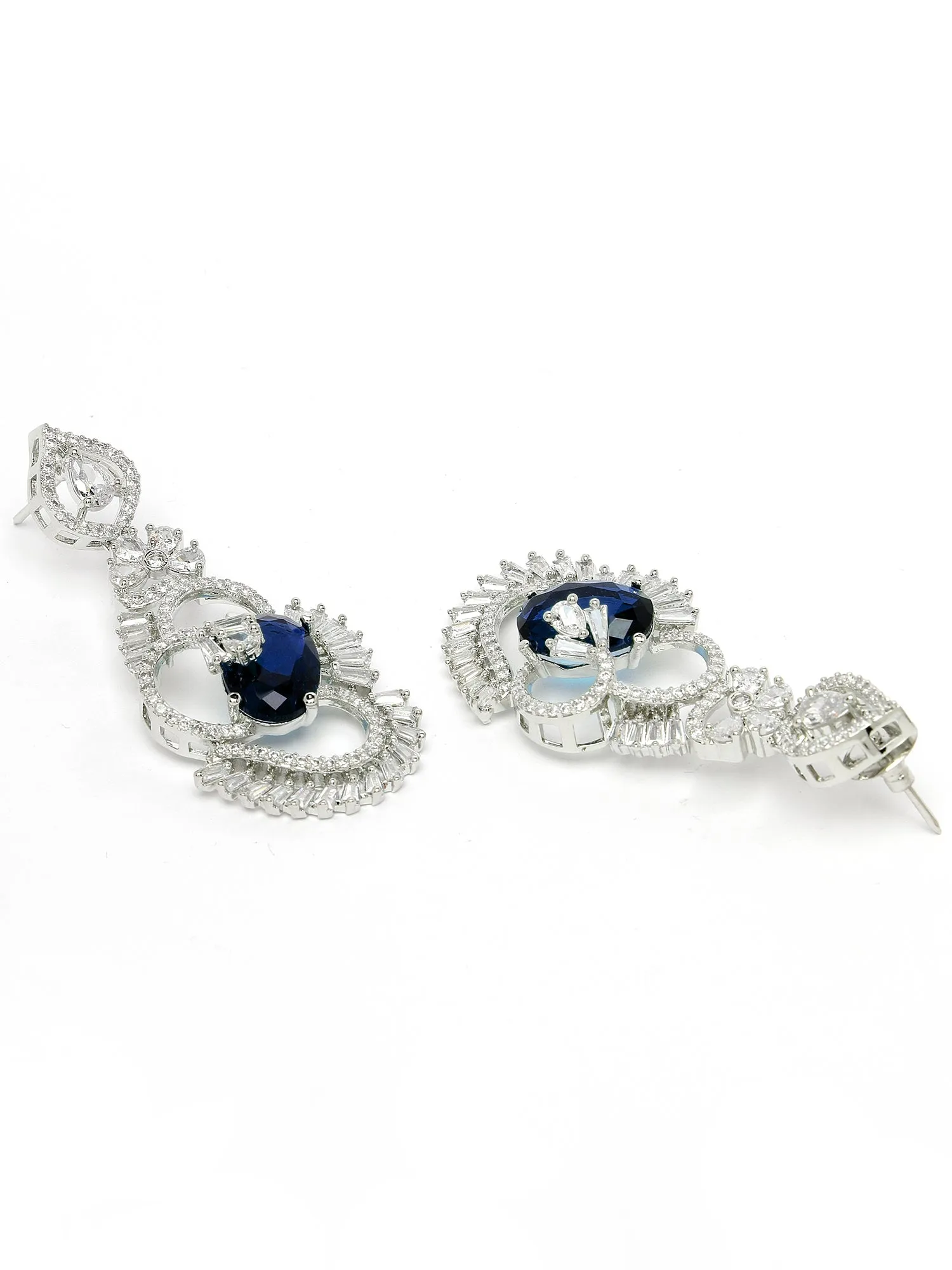 Karatcart Blue Cubic Zirconia Stone Studded Jewellery Set for Women