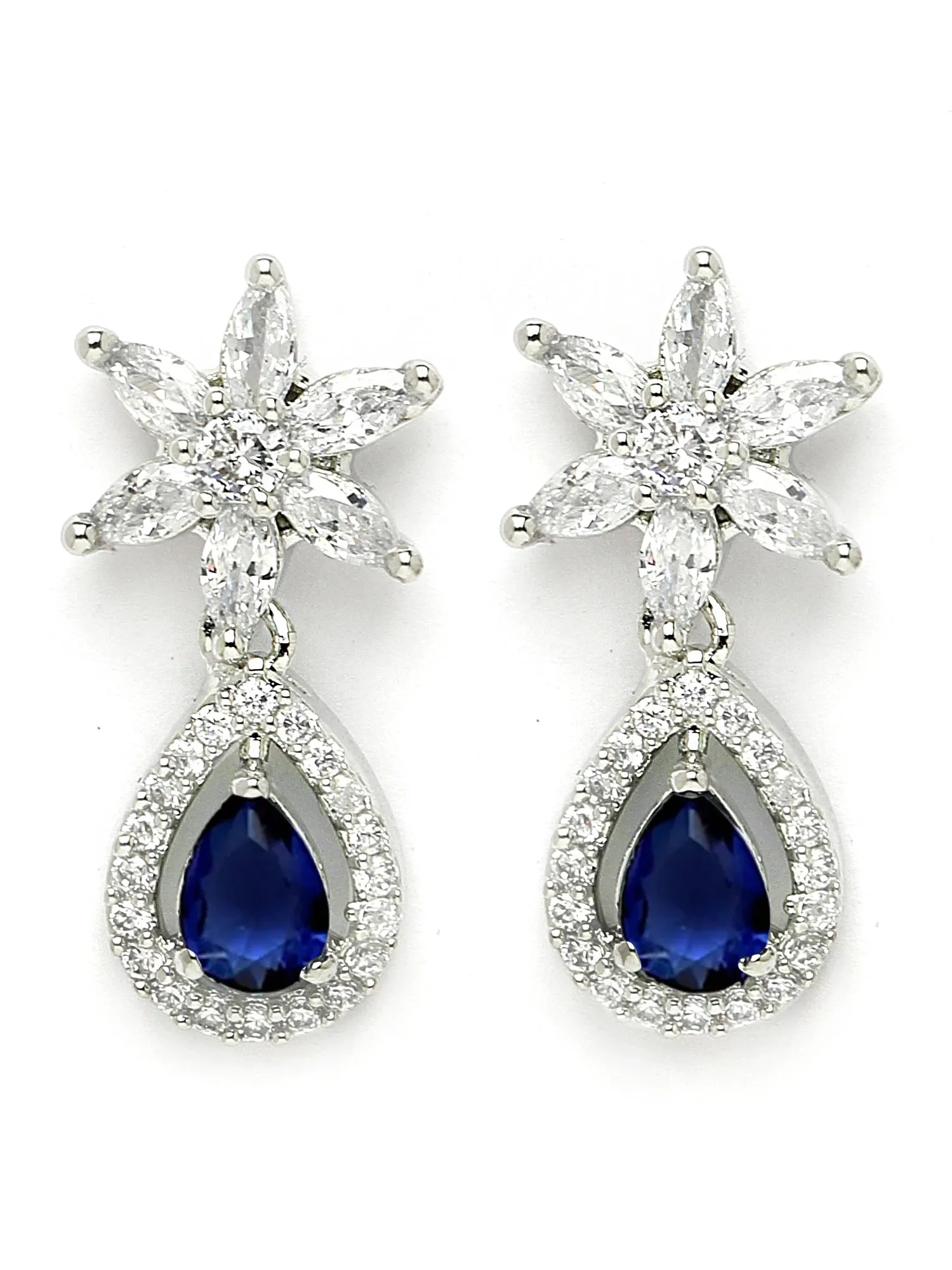 Karatcart Blue Cubic Zirconia Studded Light Weight Jewellery Set for Women