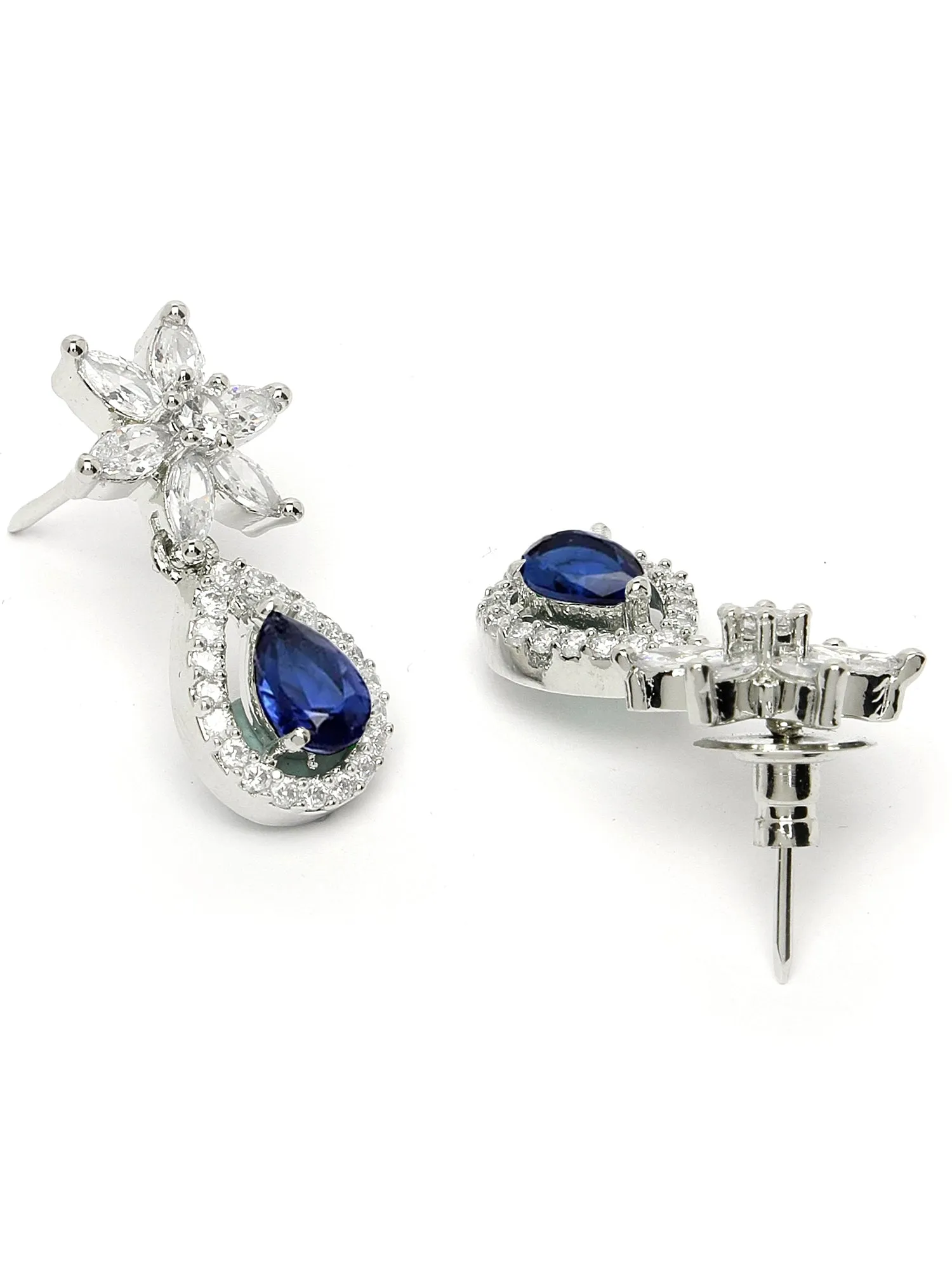 Karatcart Blue Cubic Zirconia Studded Light Weight Jewellery Set for Women