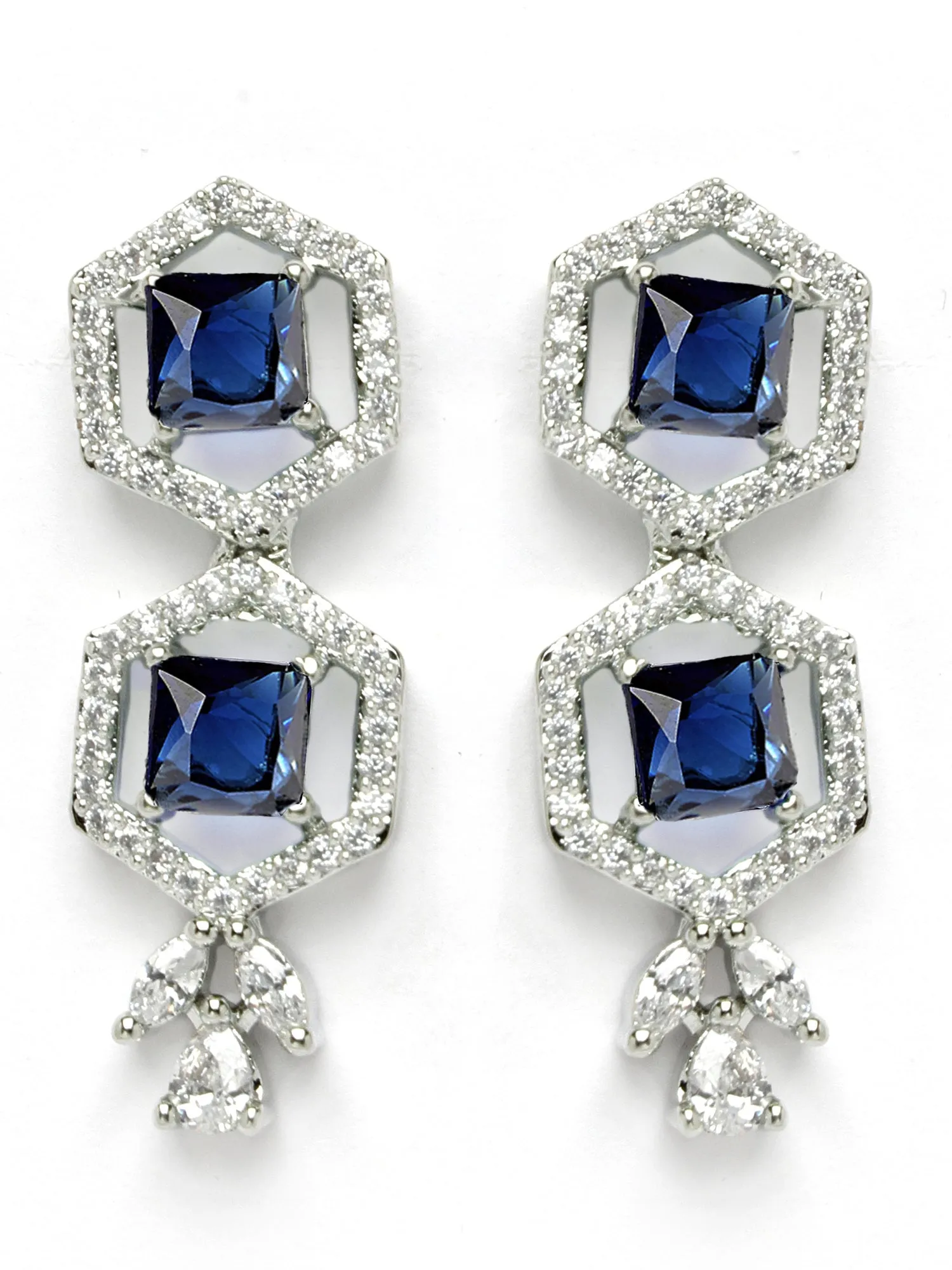 Karatcart Blue Cubic Zirconia Studded Light Weight Jewellery Set for Women