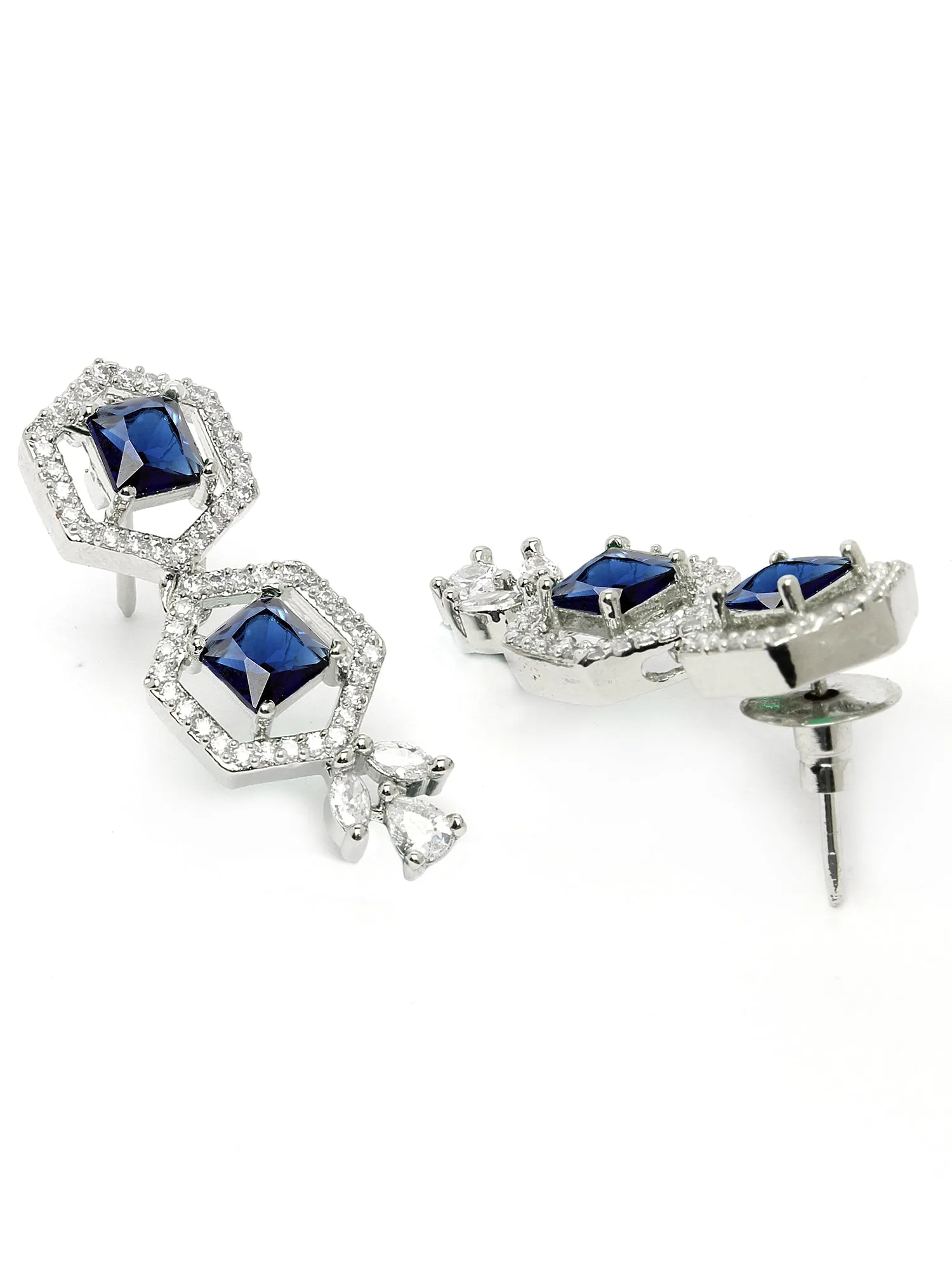 Karatcart Blue Cubic Zirconia Studded Light Weight Jewellery Set for Women