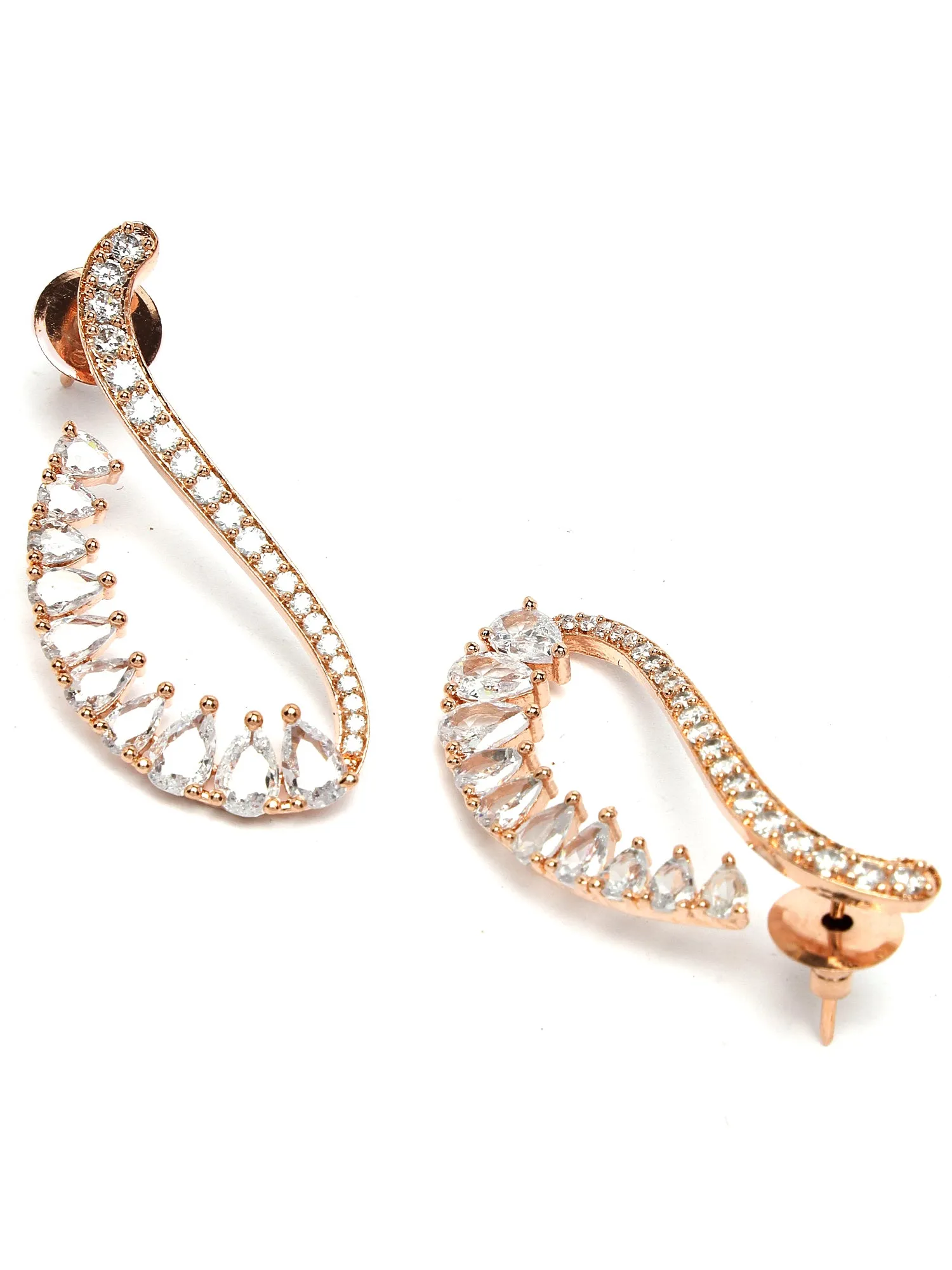 Karatcart Cubic Zirconia Studded Rose Gold Plated Dangler Earrings for Women
