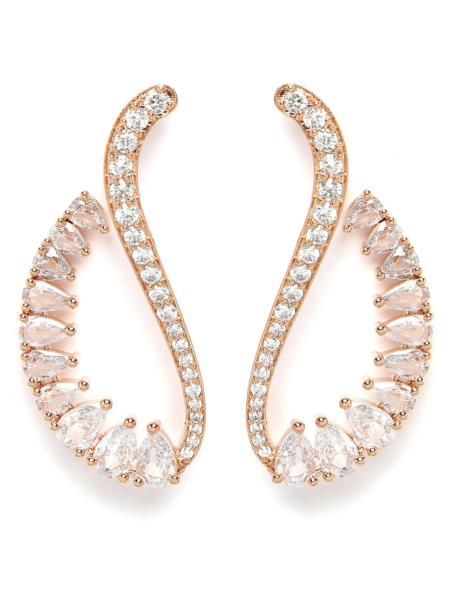 Karatcart Cubic Zirconia Studded Rose Gold Plated Dangler Earrings for Women