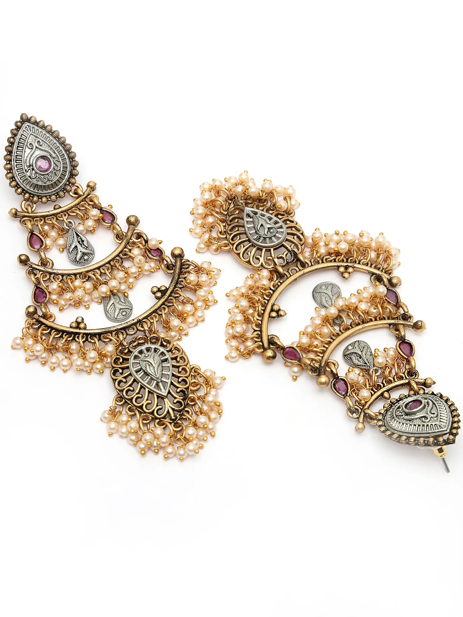 Karatcart Elegant Gold Plated Long Oxidised Dangler Earrings for Women