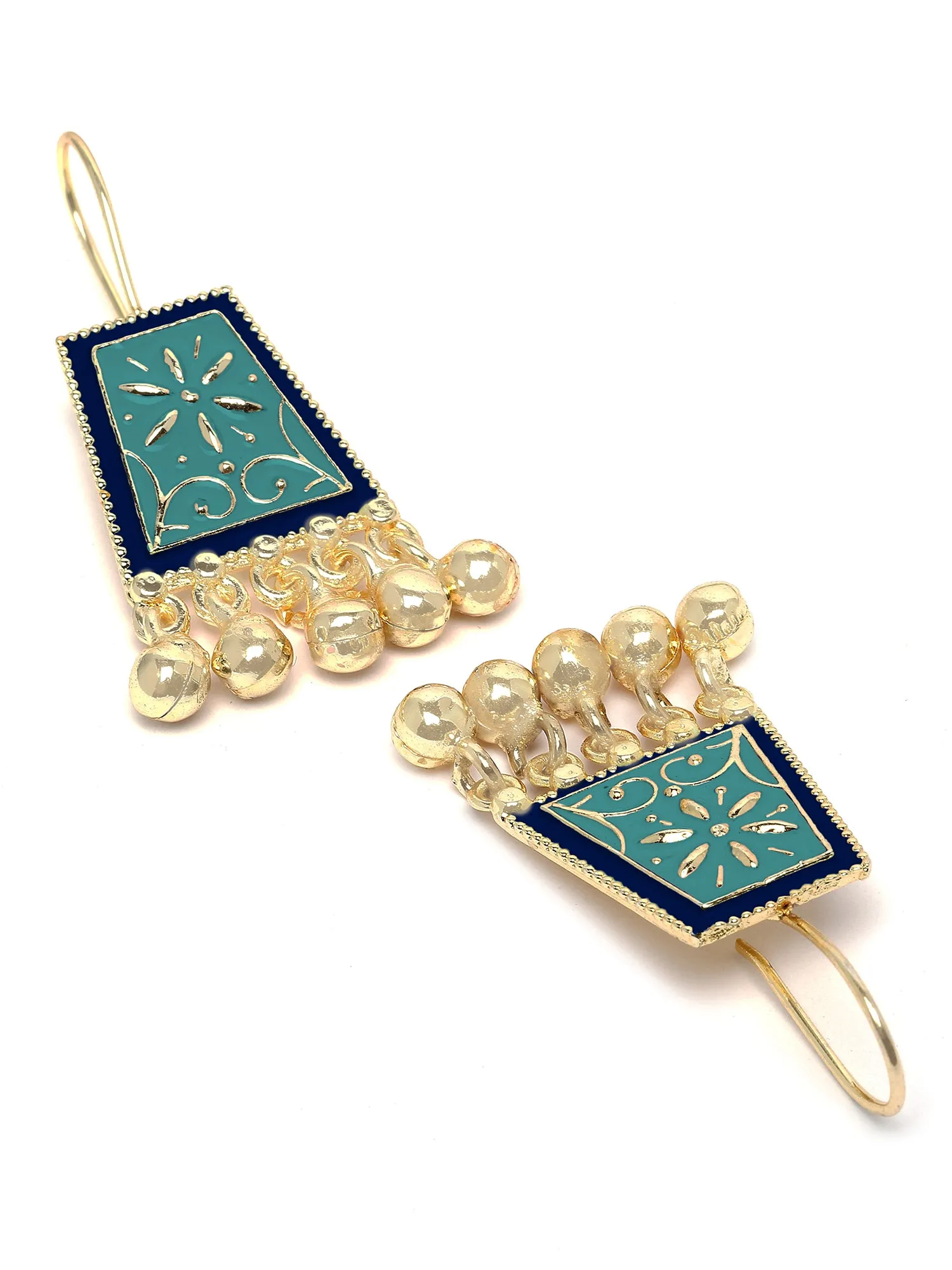 Karatcart Gold Plated Blue and Light Blue Meena Drop Earring for Women