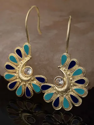 Karatcart Gold Plated Blue and Teal Meena Drop Earring for Women