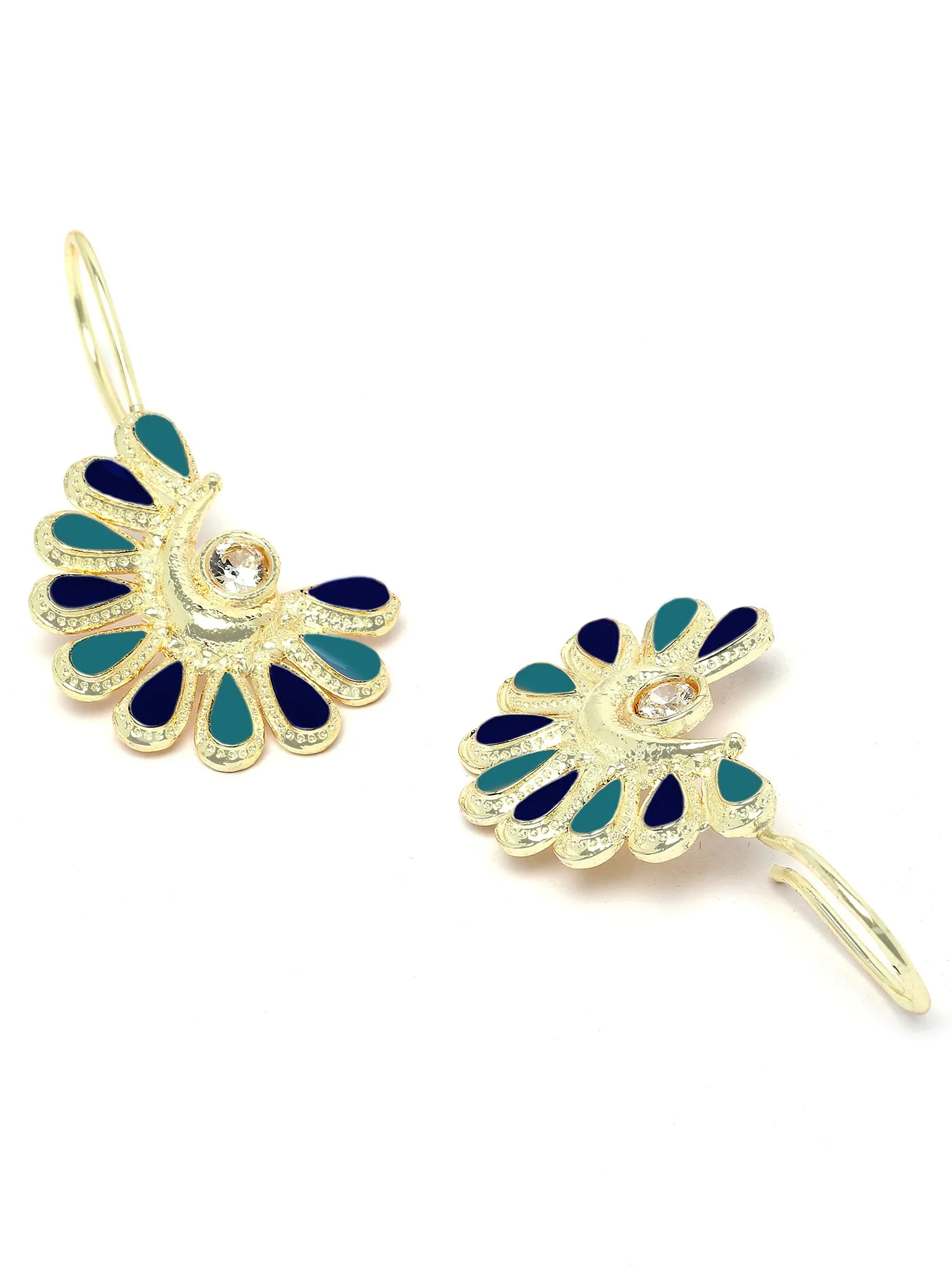 Karatcart Gold Plated Blue and Teal Meena Drop Earring for Women