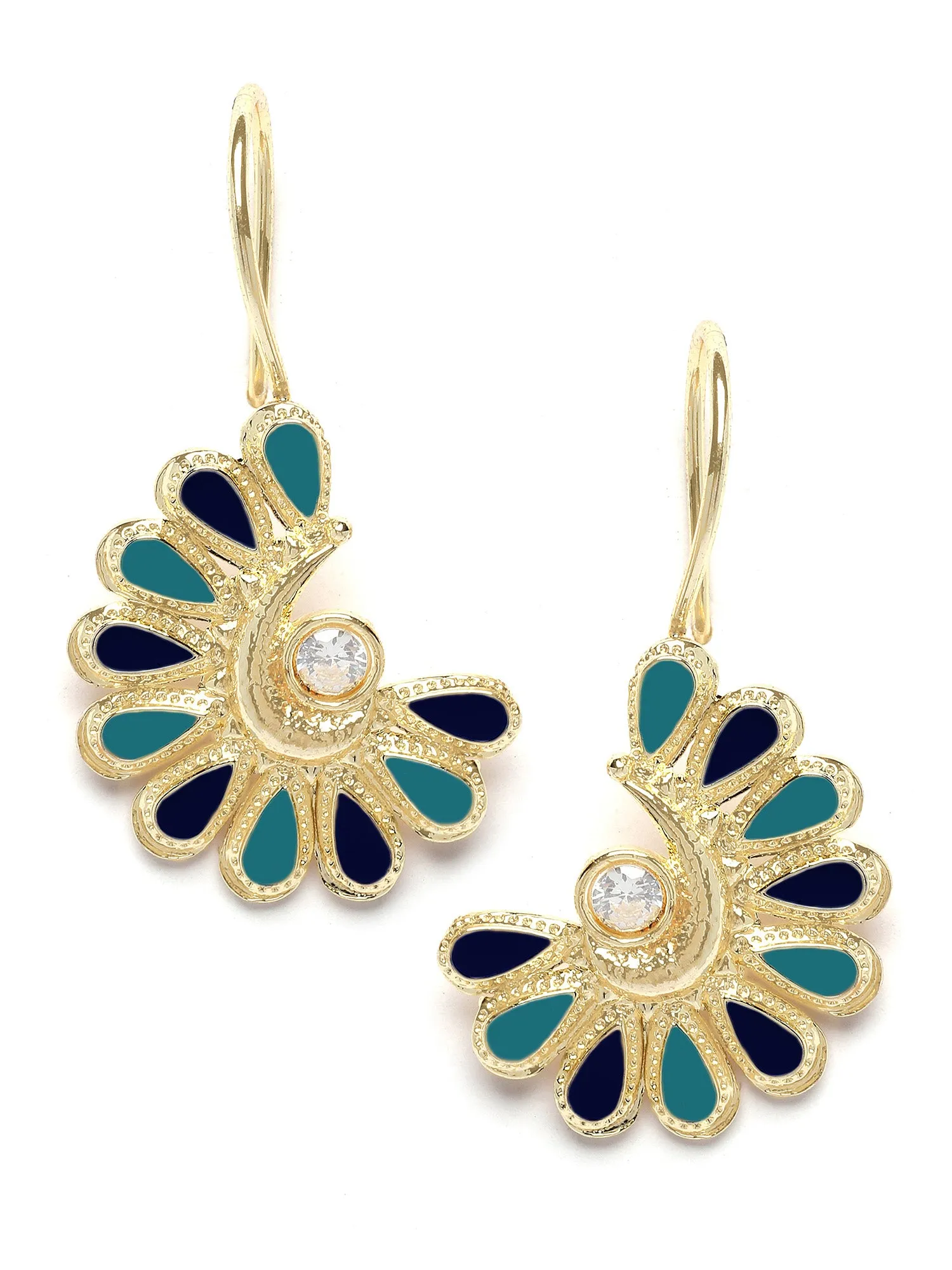 Karatcart Gold Plated Blue and Teal Meena Drop Earring for Women
