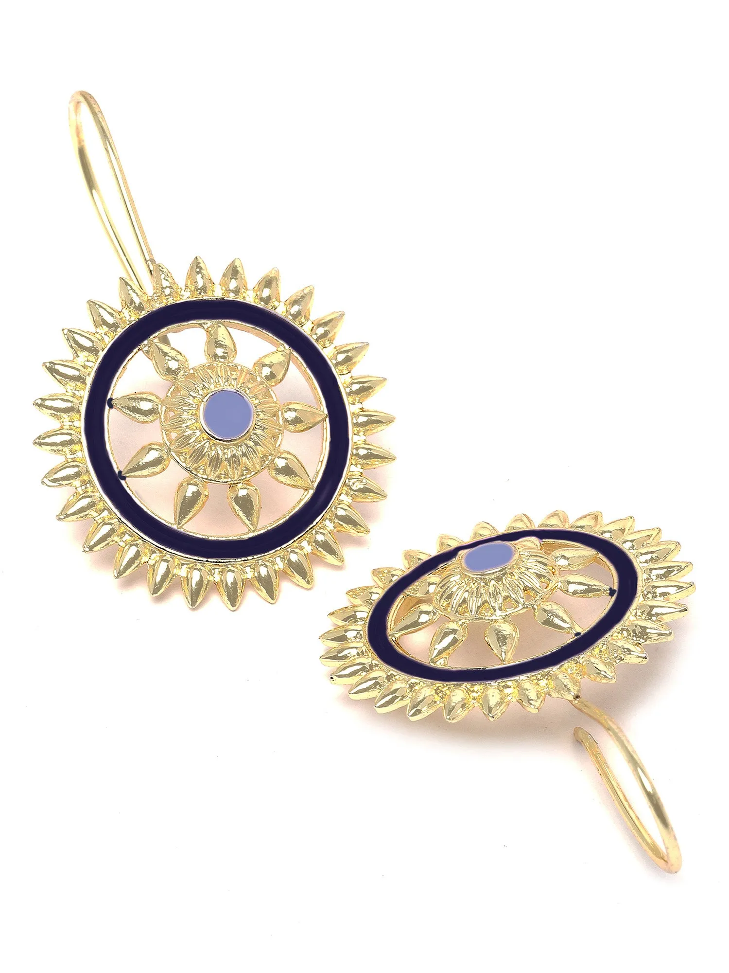Karatcart Gold Plated Blue Meena Sun Shape Drop Earring for Women